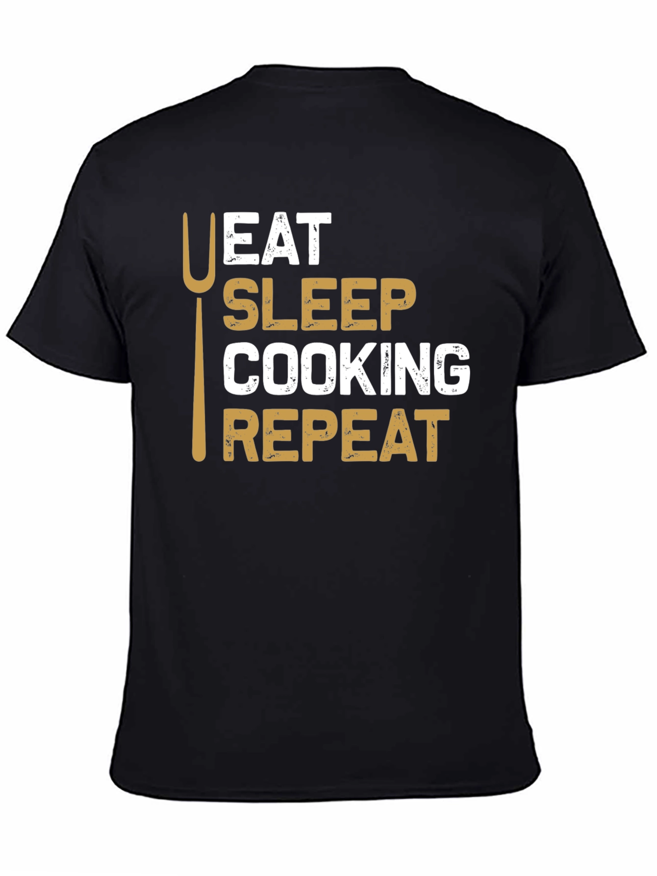 Black Eat Sleep Cooking Repeat T-Shirt - Chef Gift view 4