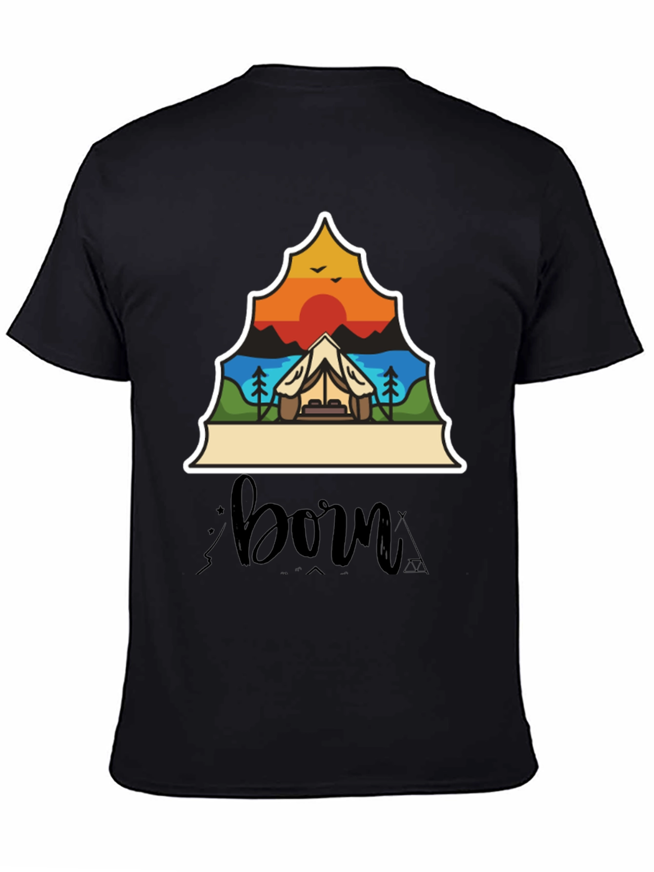 Black Camping Adventure T-Shirt - Born to Explore! view 4