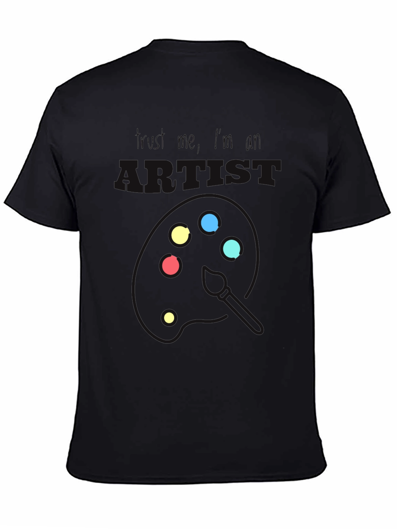 Black Artist Palette Graphic Print Black T-Shirt view 4