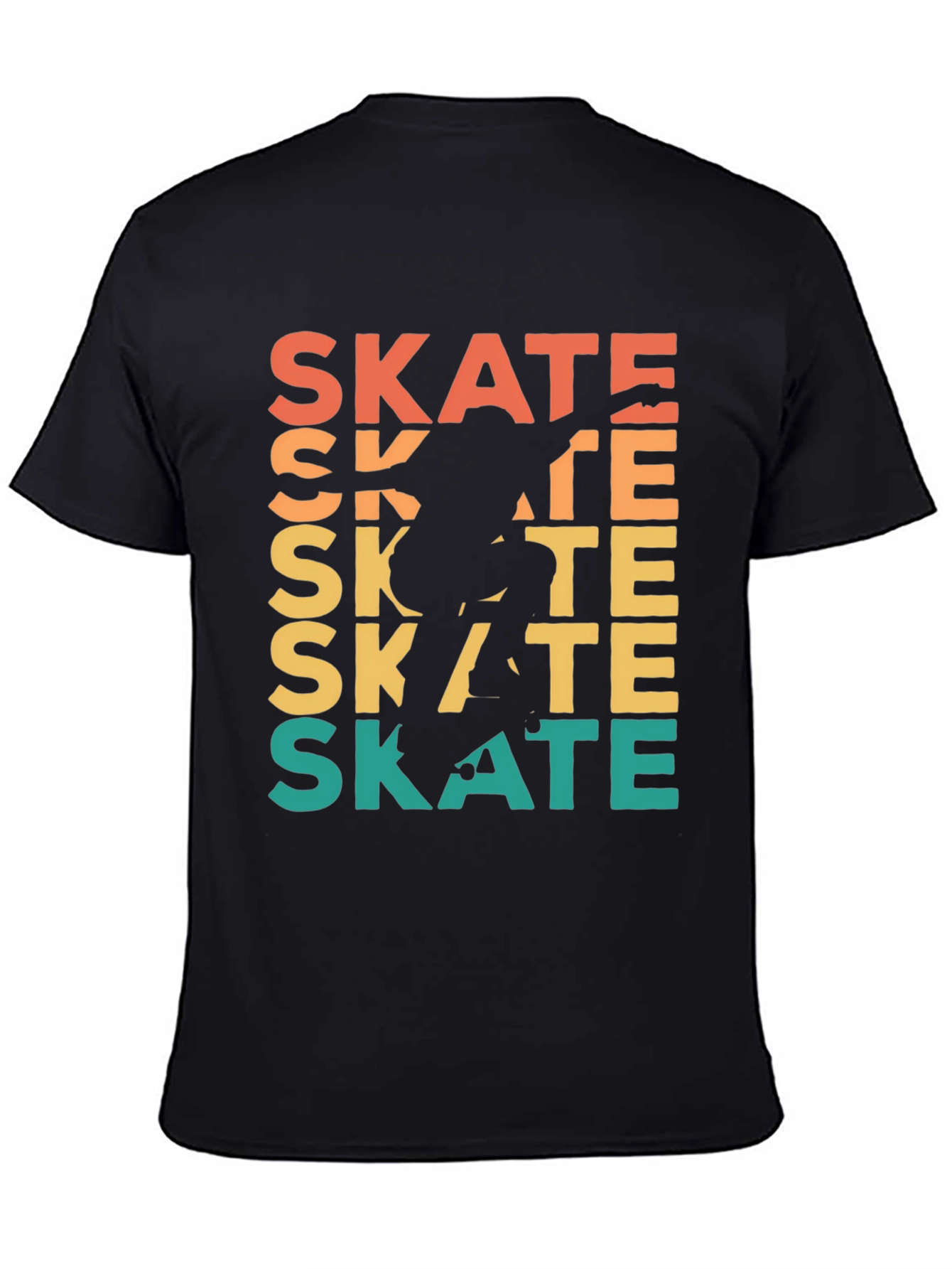 Black Retro Skate T-Shirt - Cool Skater Design view 4
