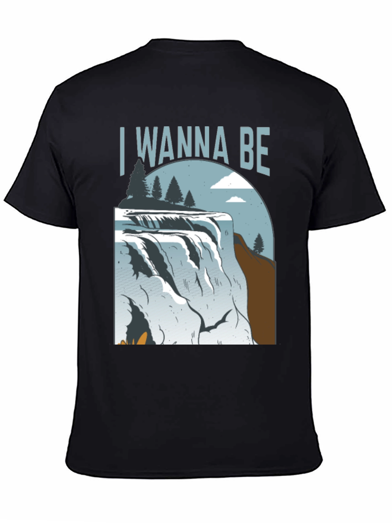Black Wanna Be Waterfall Graphic Tee - Nature Lover's Shirt view 4