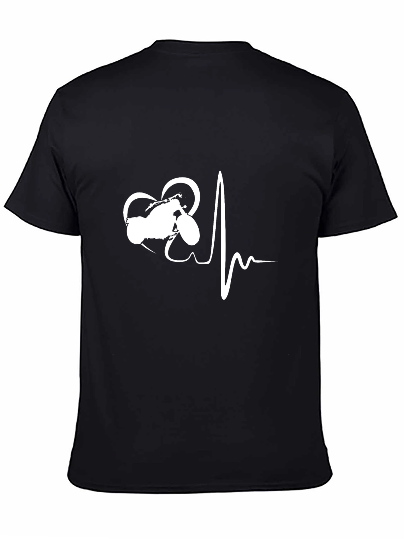 Black Motorcycle Heartbeat Graphic T-Shirt view 4