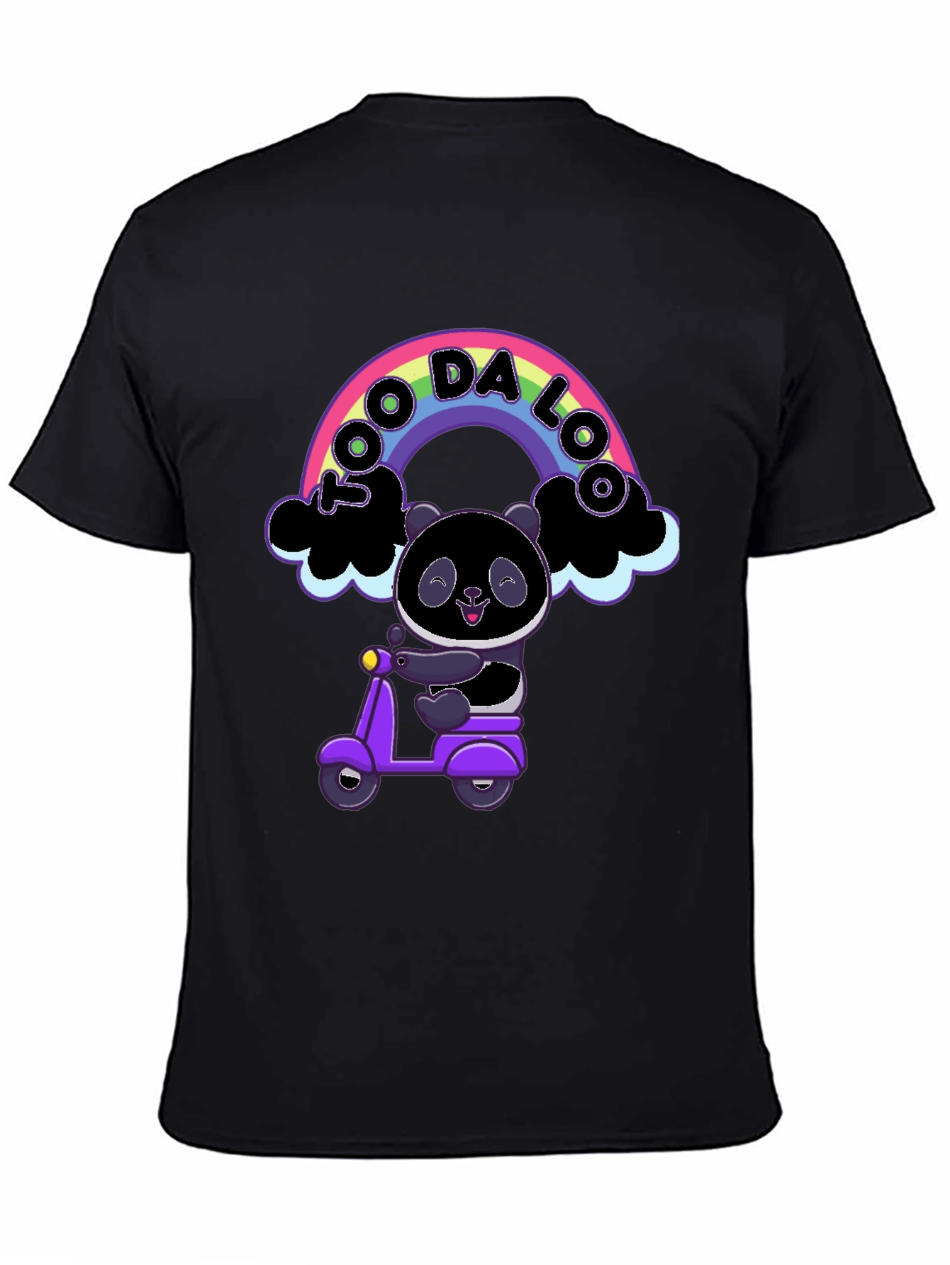 Black Cool Panda on Scooter Graphic T-Shirt view 4