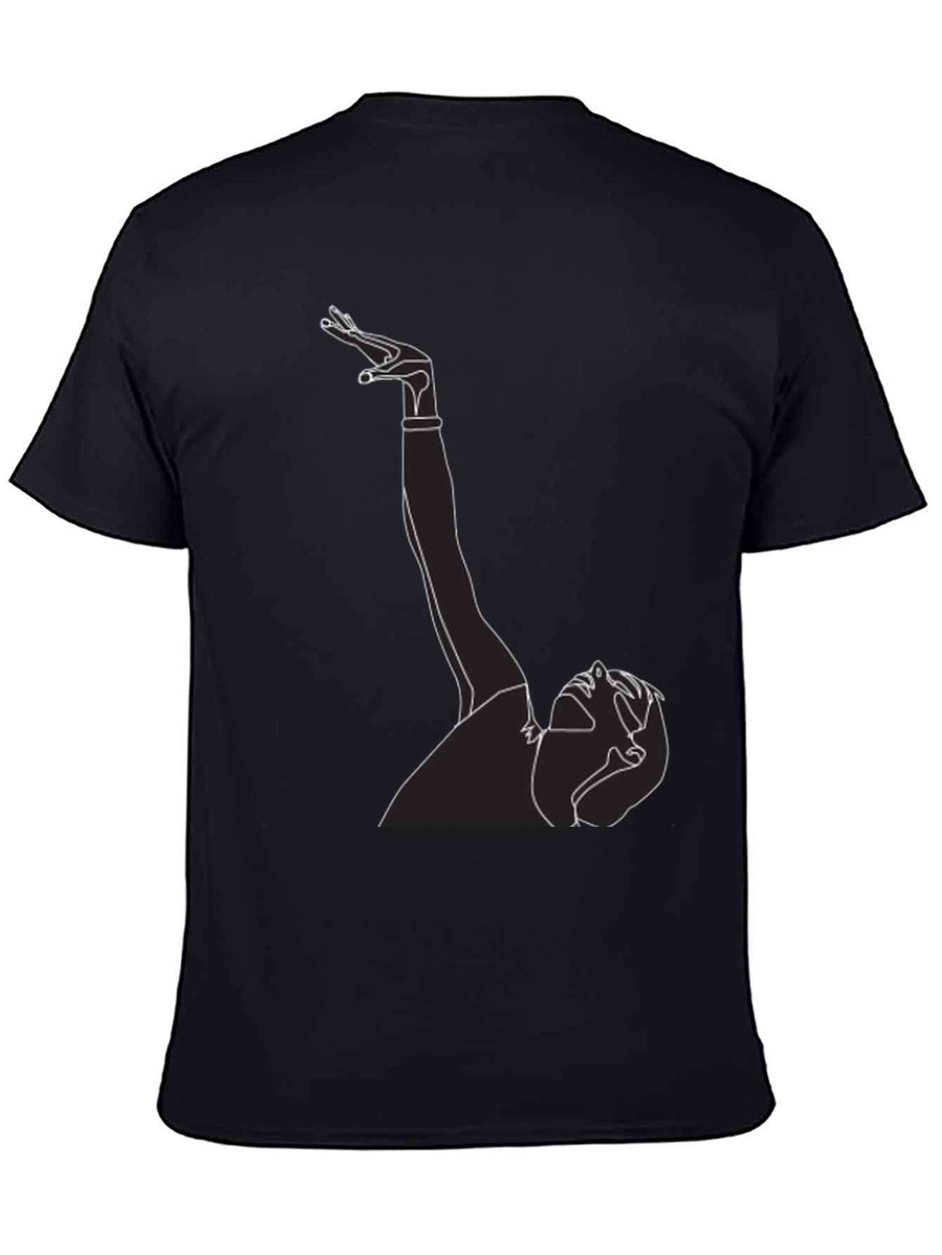 Black Abstract Line Art Graphic Tee - Minimalist Black T-Shirt view 4