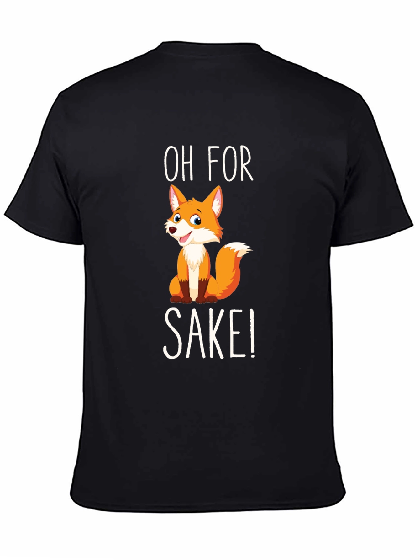 Black Funny Fox Graphic T-Shirt - Oh For Fox Sake! view 4
