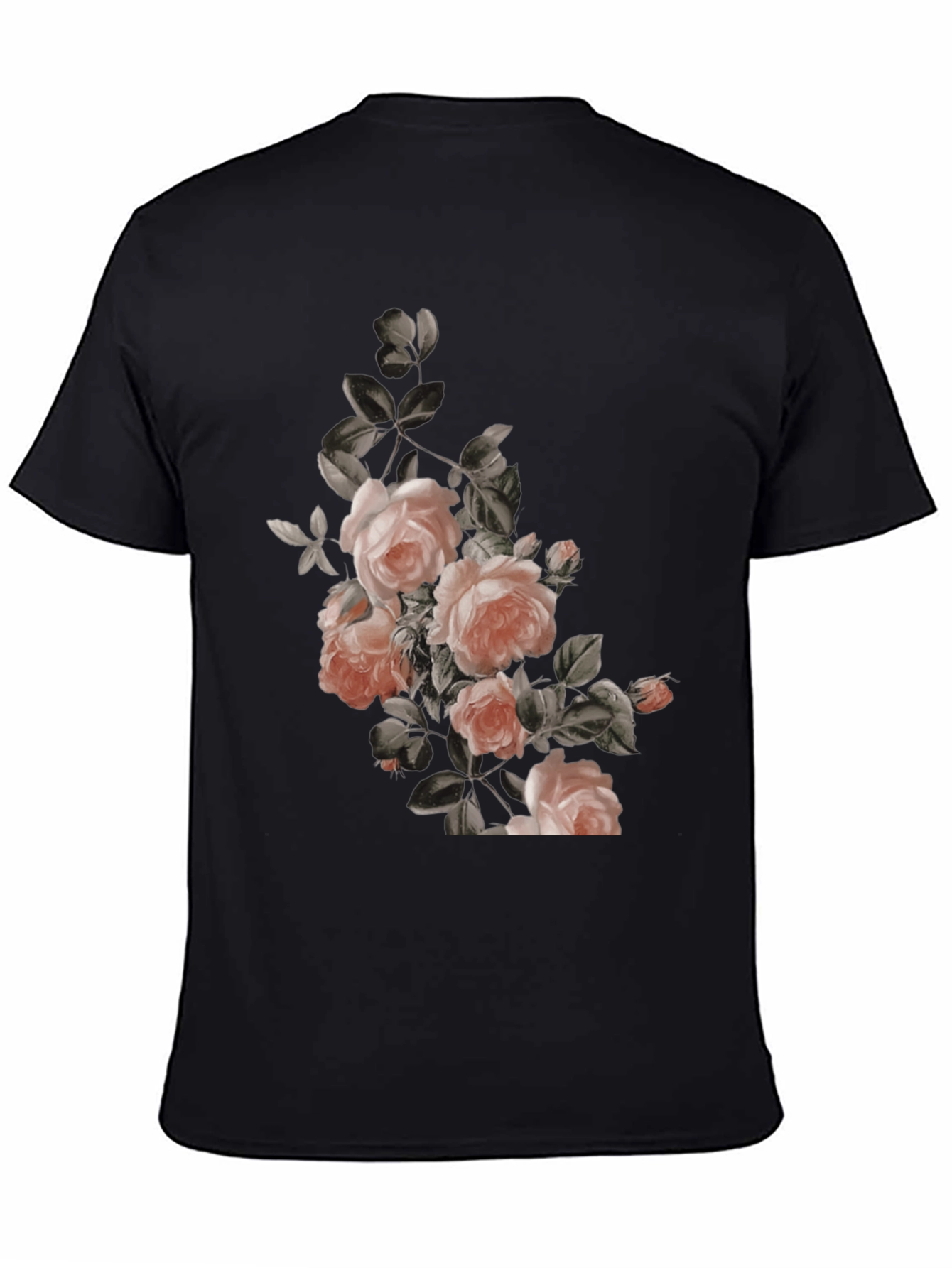 Black Floral Graphic Print Black T-Shirt view 4