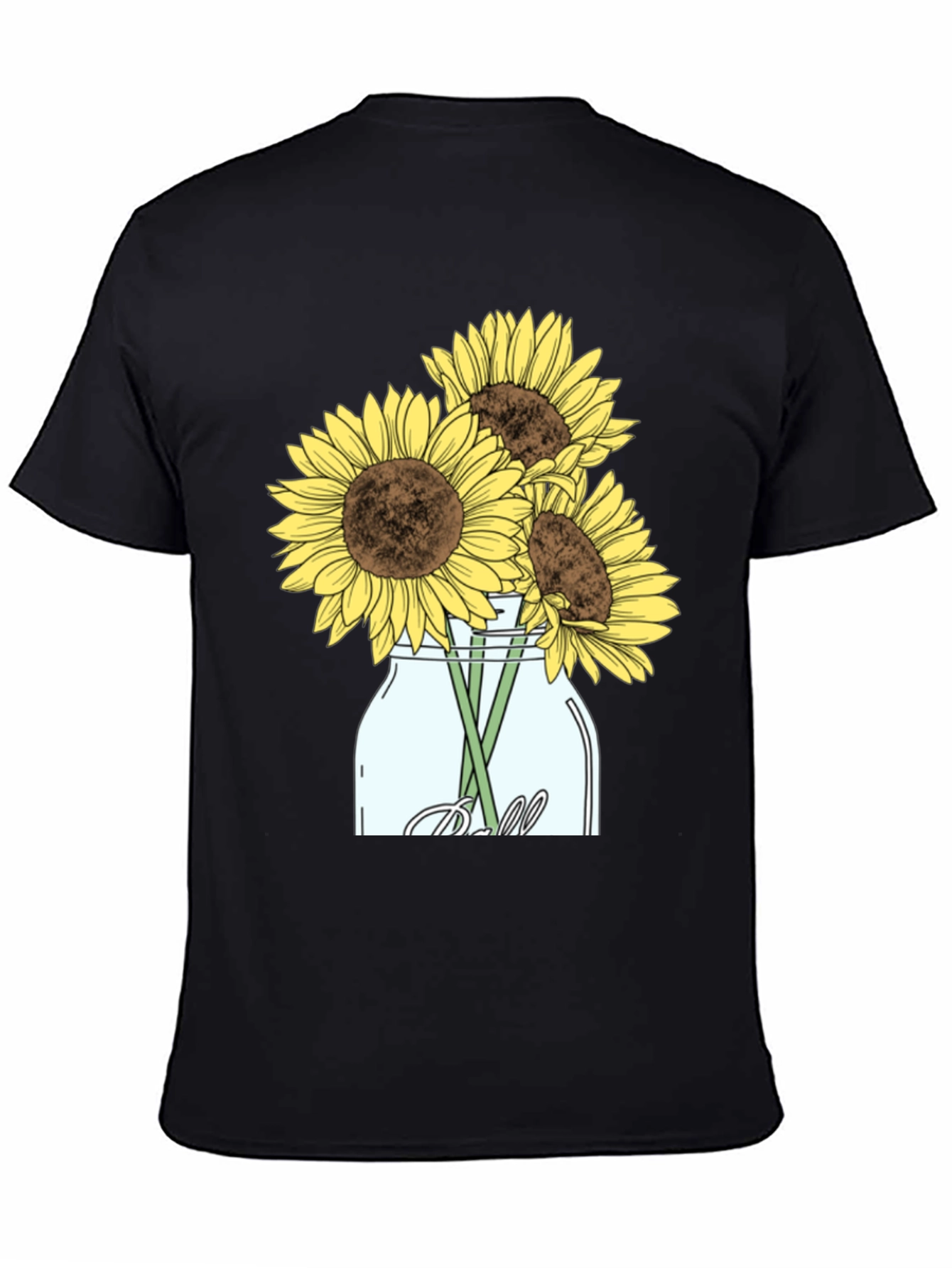 Black Sunflower Mason Jar Graphic Tee - Black view 4