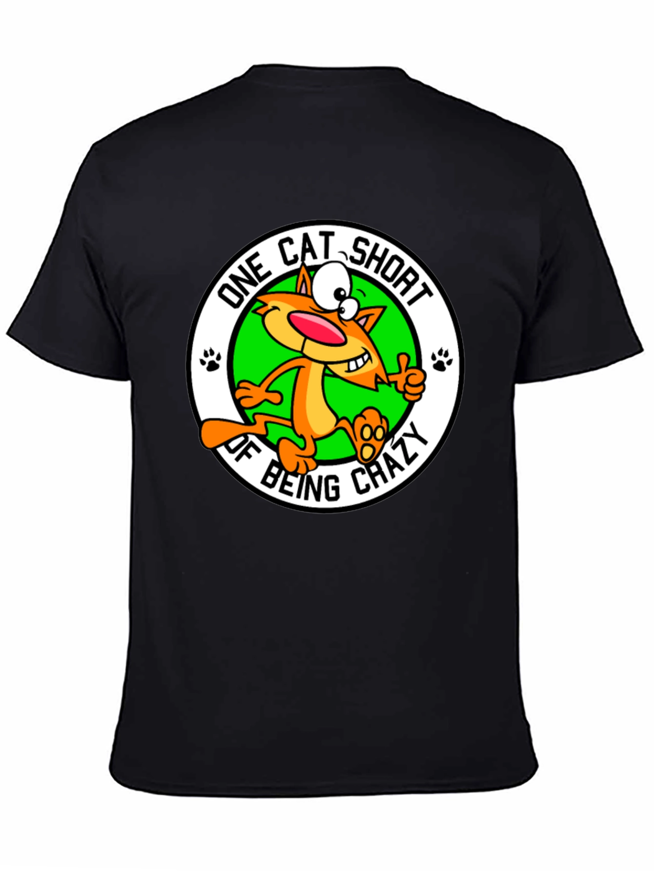 Black One Cat Short of Crazy T-Shirt view 4