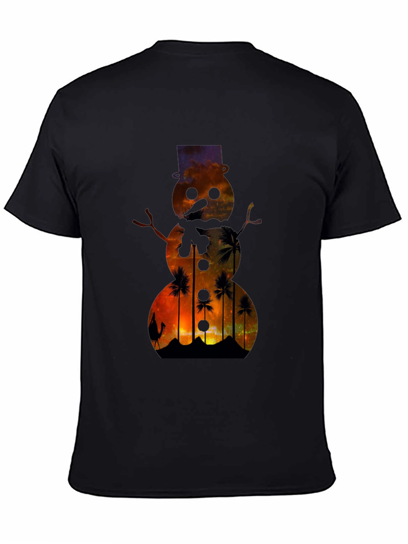 Black Sunset Snowman T-Shirt view 4
