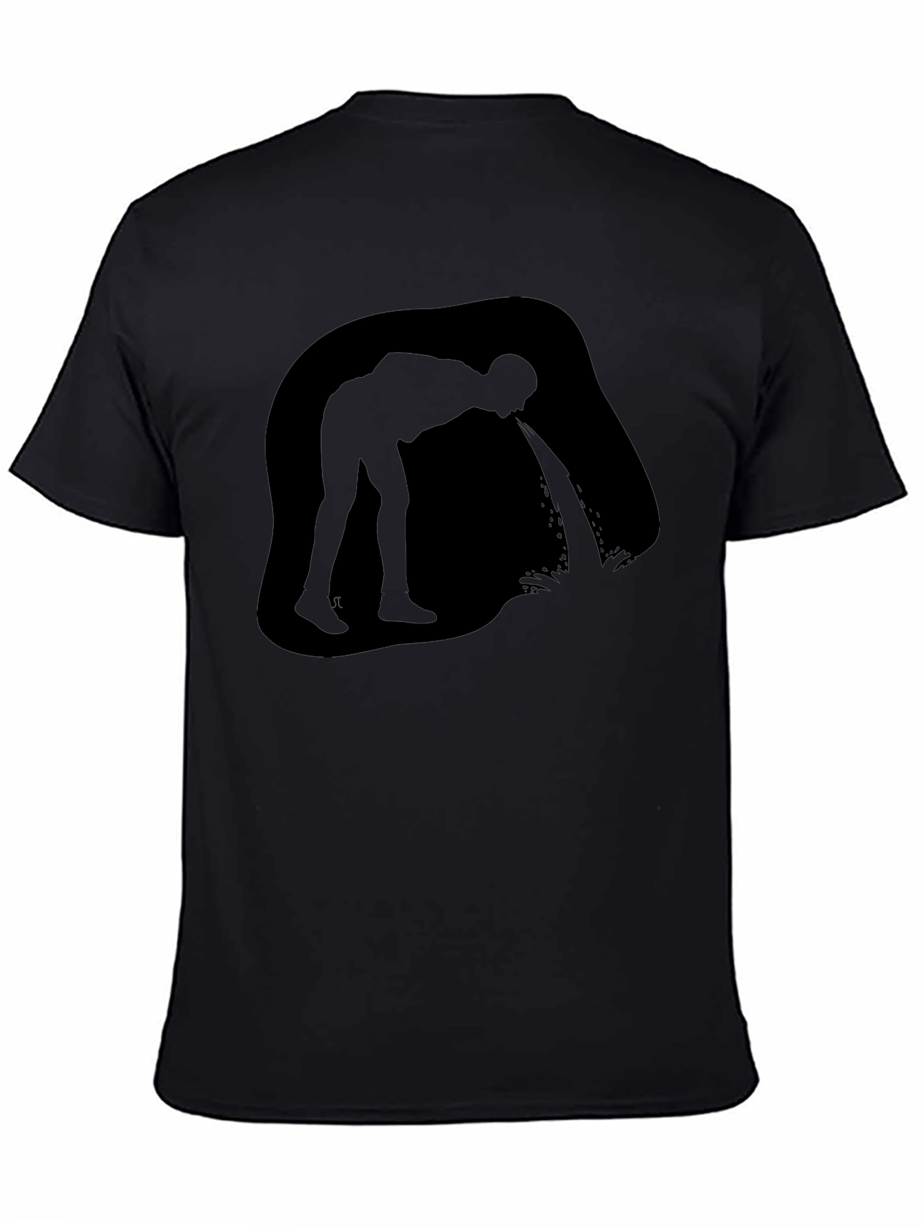 Black Puking Man Silhouette Graphic T-Shirt - Black view 4
