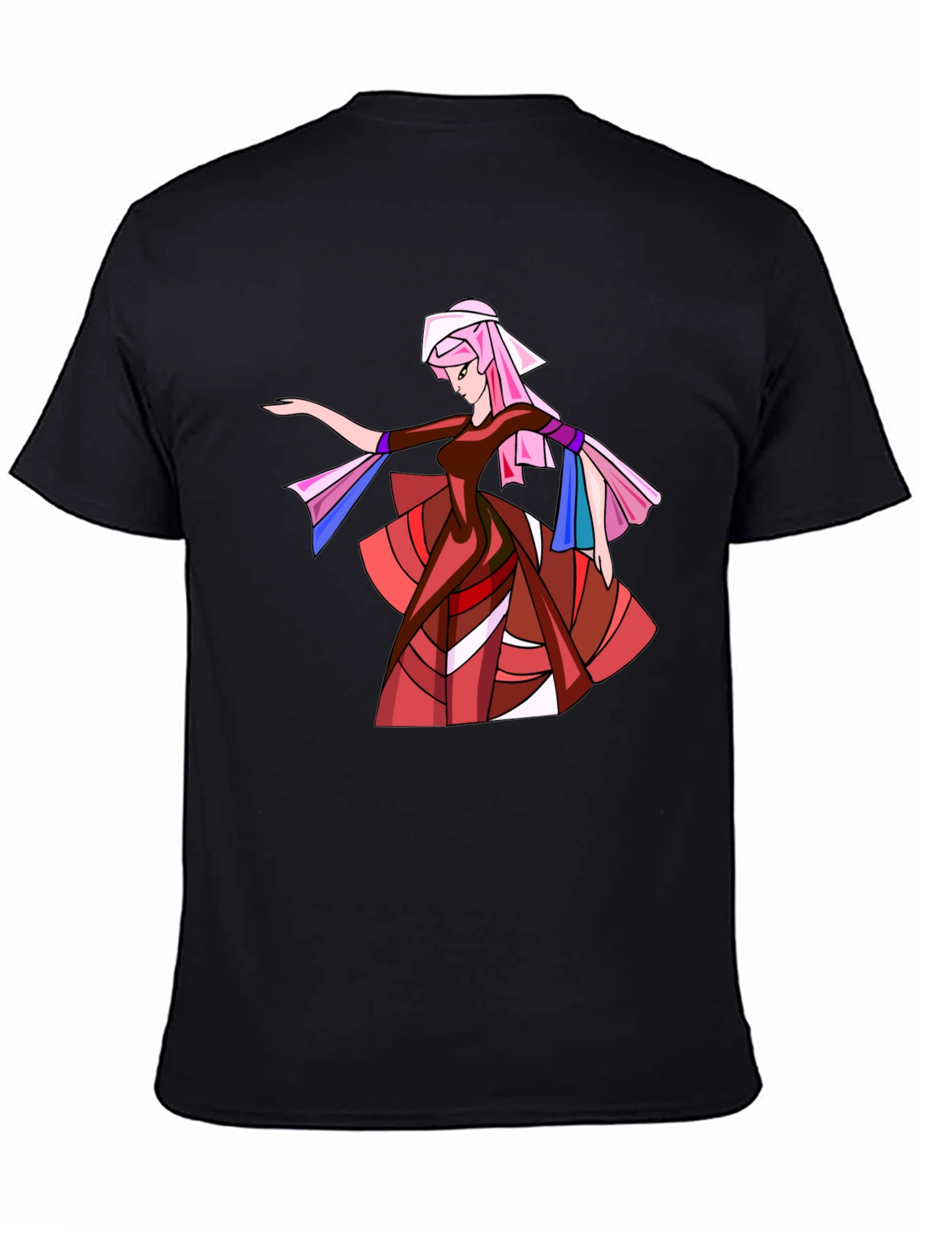 Black Geometric Woman Graphic Black T-Shirt view 4