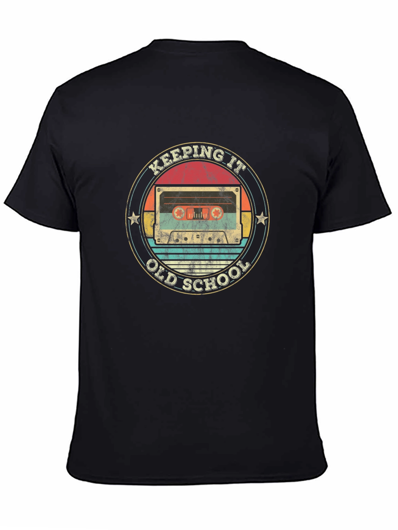 Black Keeping it Old School Retro Cassette T-Shirt view 4