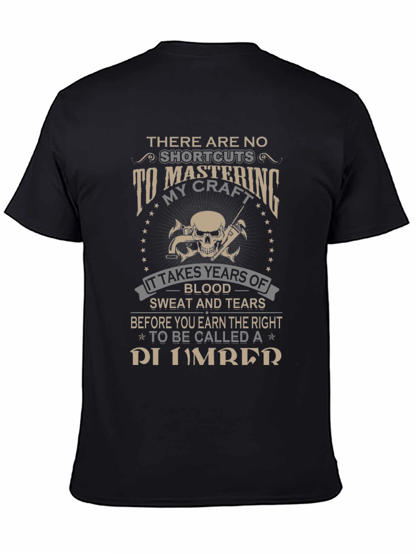 Black Plumber's Craft T-Shirt - No Shortcuts view 4