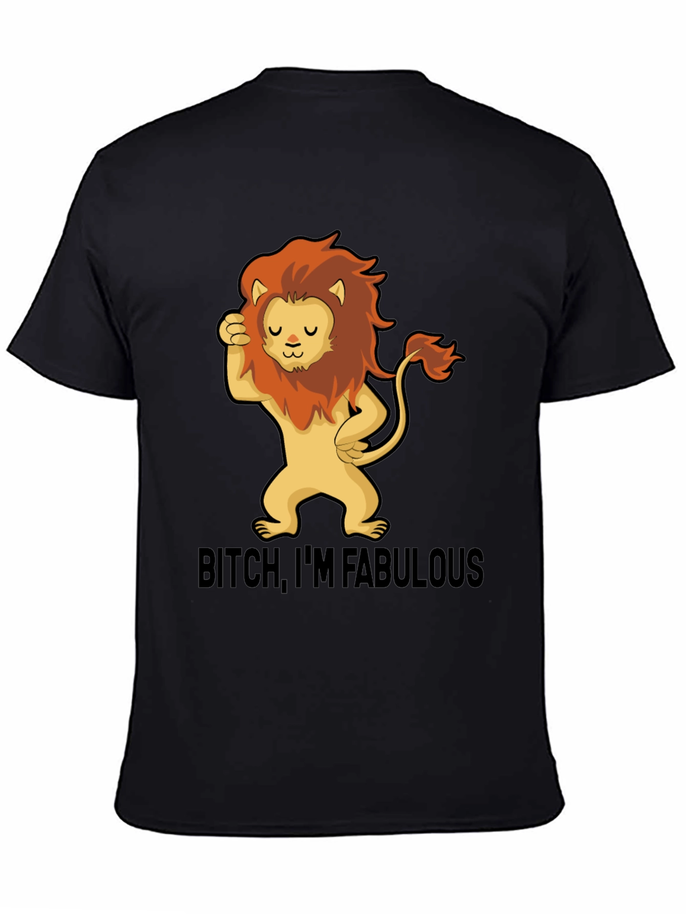 Black Fabulous Lion Graphic Tee - Stylish Black T-Shirt view 4