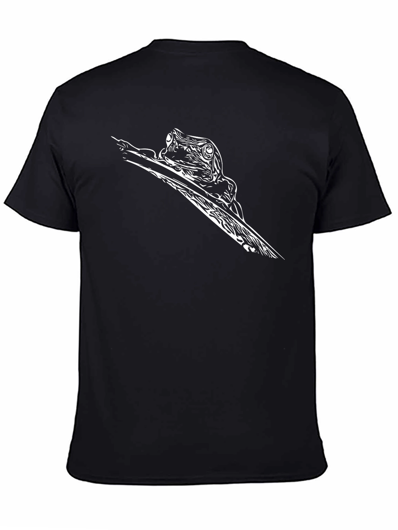 Black Frog on Branch Graphic Tee - Black Casual Shirt view 4