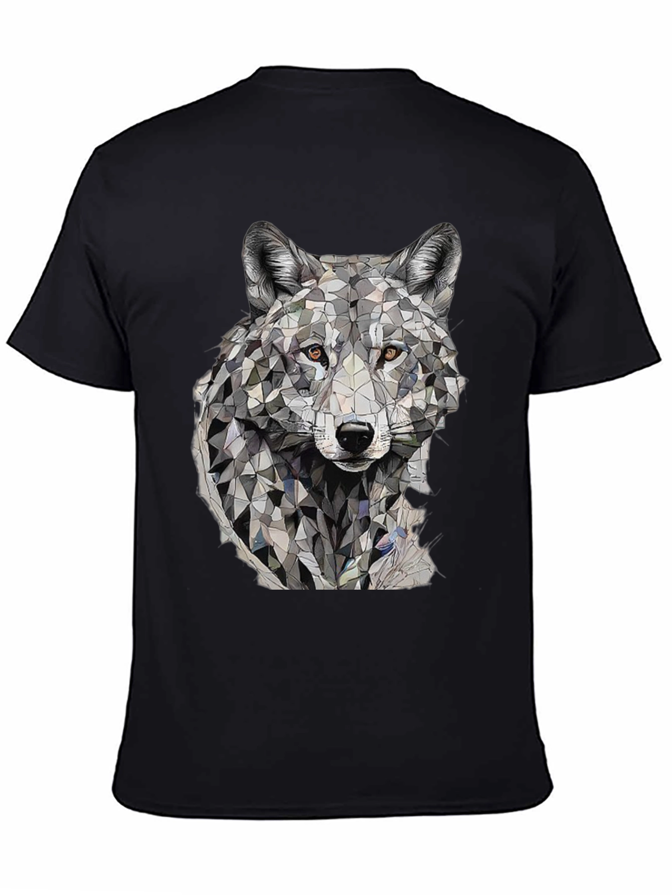 Black Geometric Wolf Graphic T-Shirt view 4