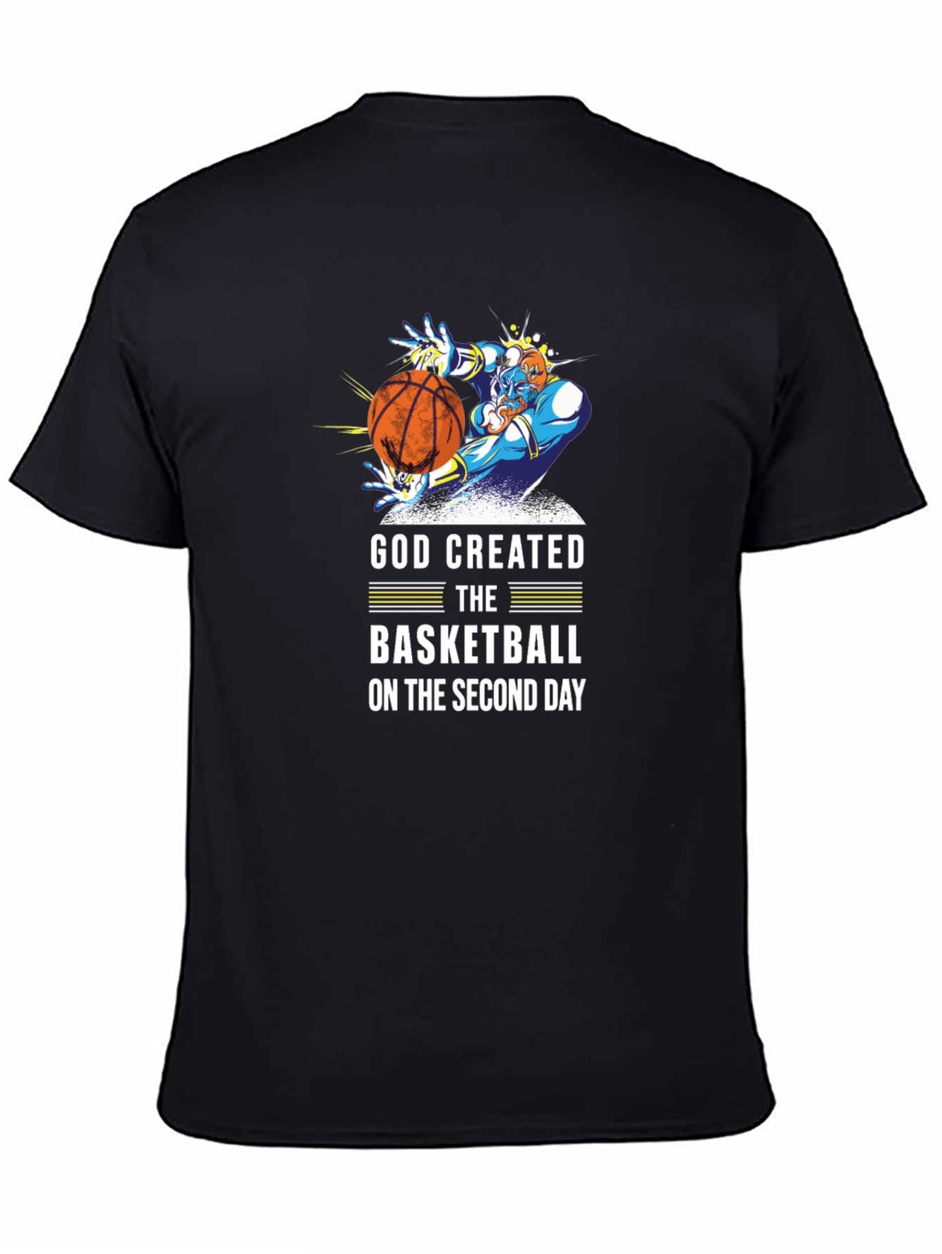 Black God Created Basketball T-Shirt view 4