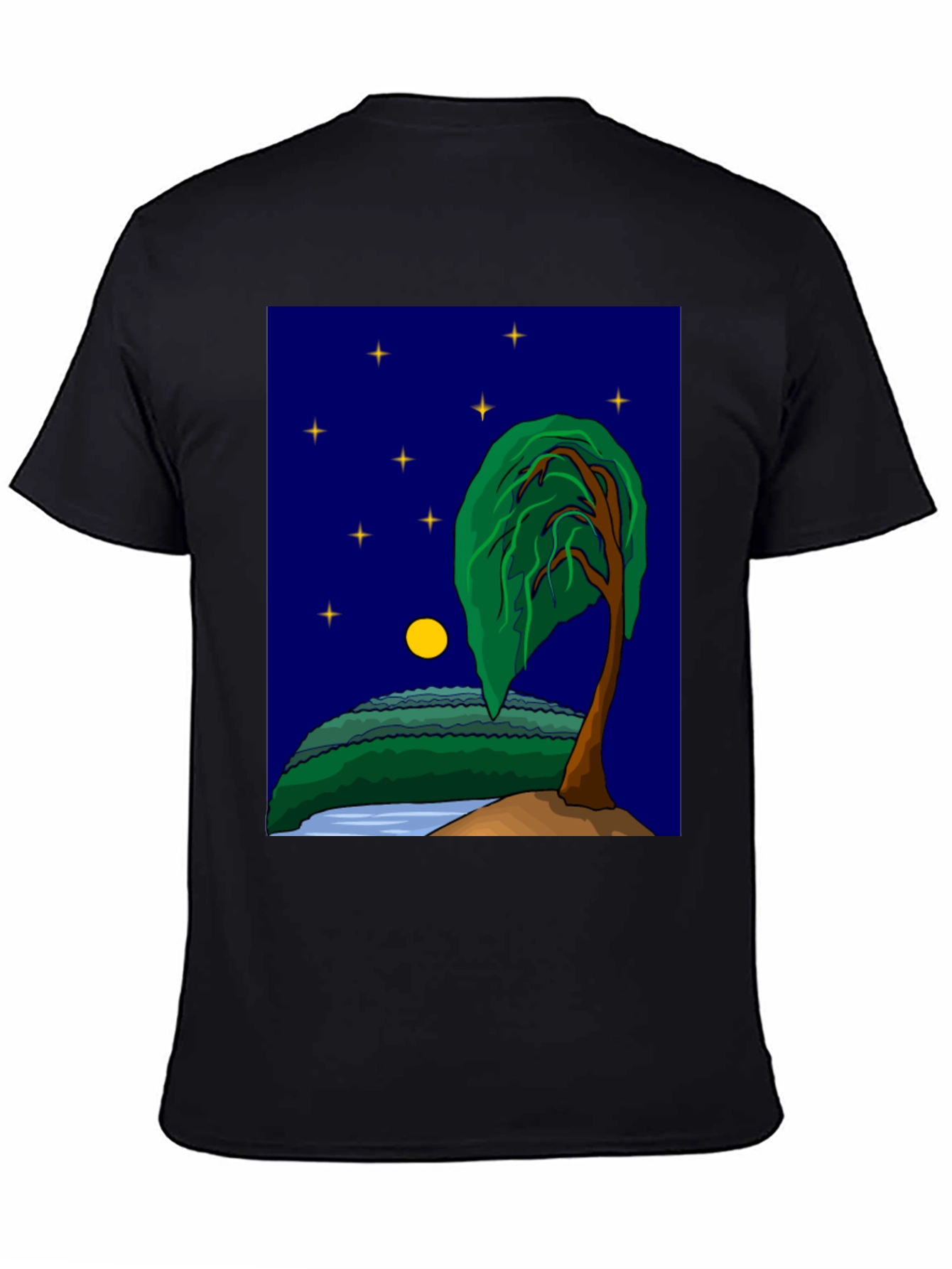 Black Night Landscape Graphic Tee - Stylish Unisex Shirt view 4