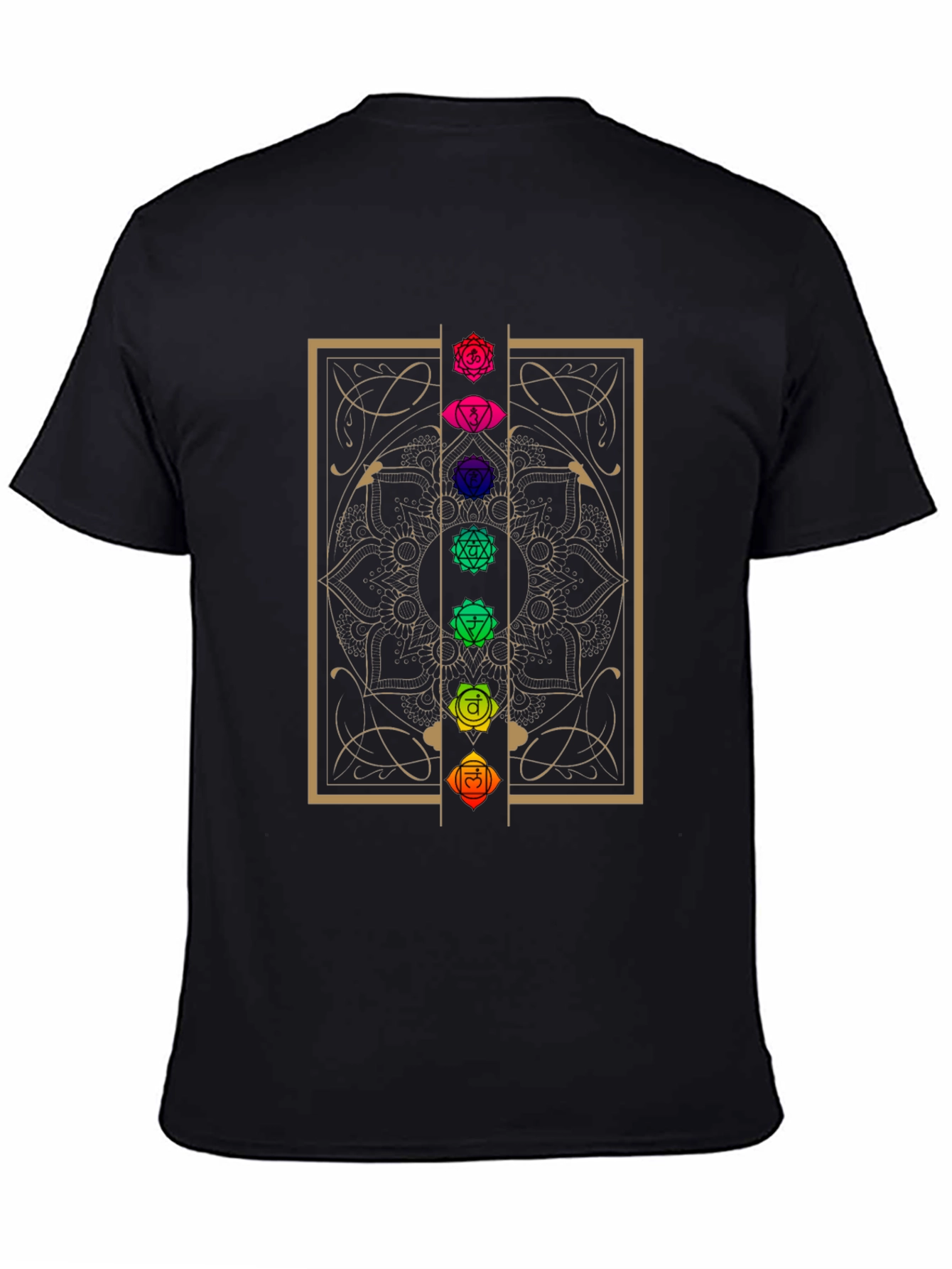 Black Chakra Mandala Graphic T-Shirt - Black view 4