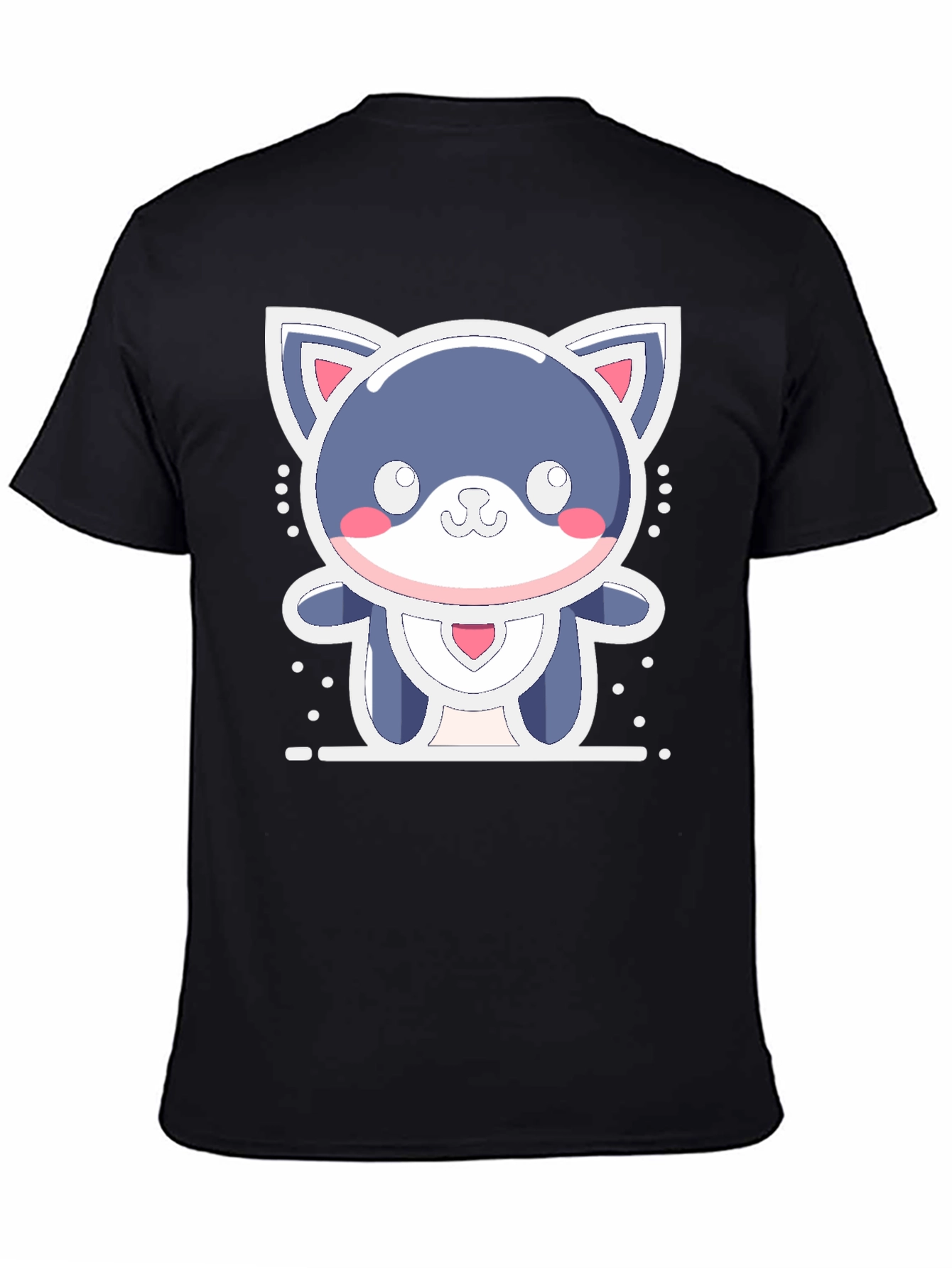 Black Cute Kawaii Cat T-Shirt - Soft & Stylish view 4