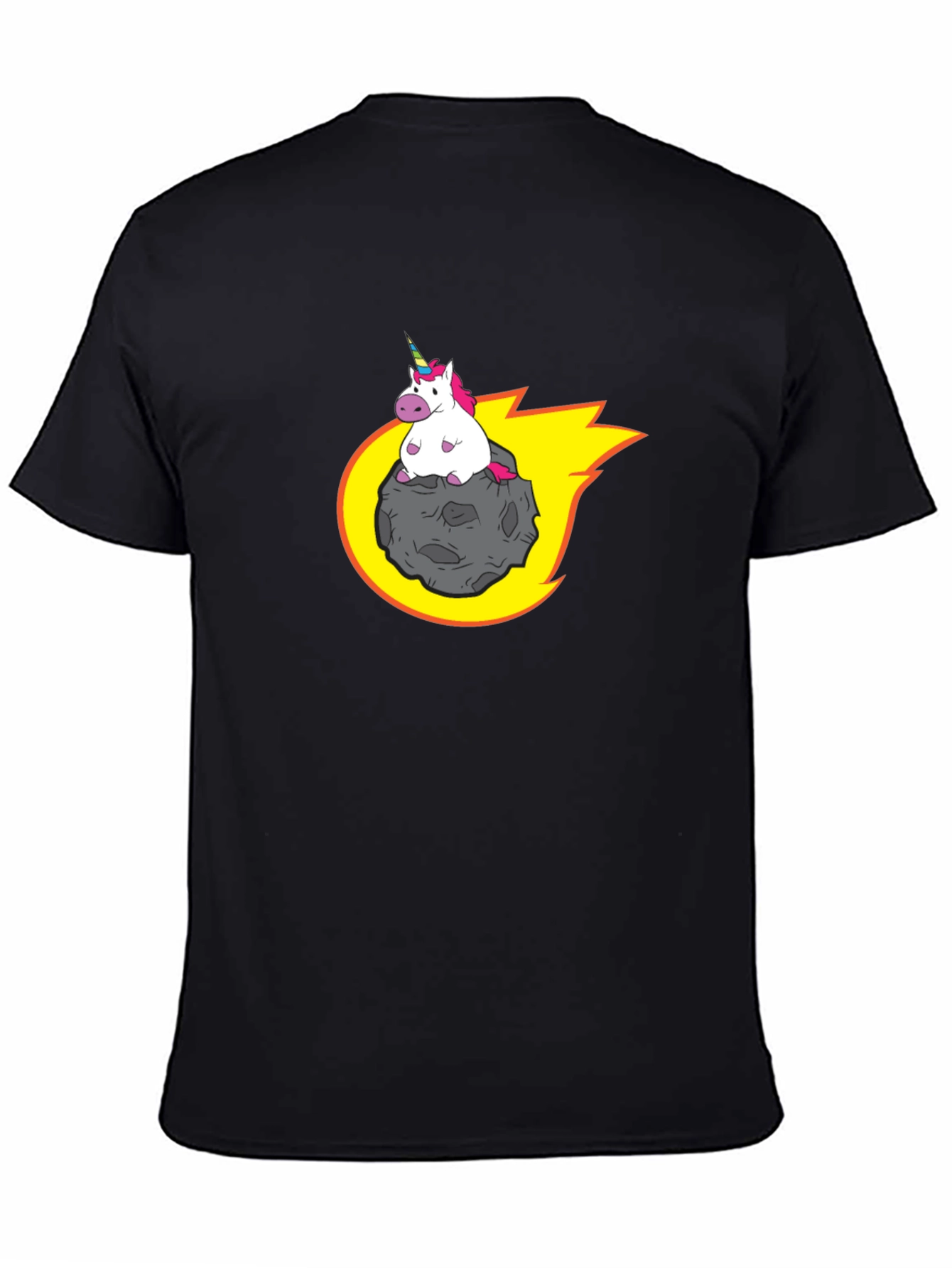 Black Unicorn Riding Meteor T-Shirt view 4