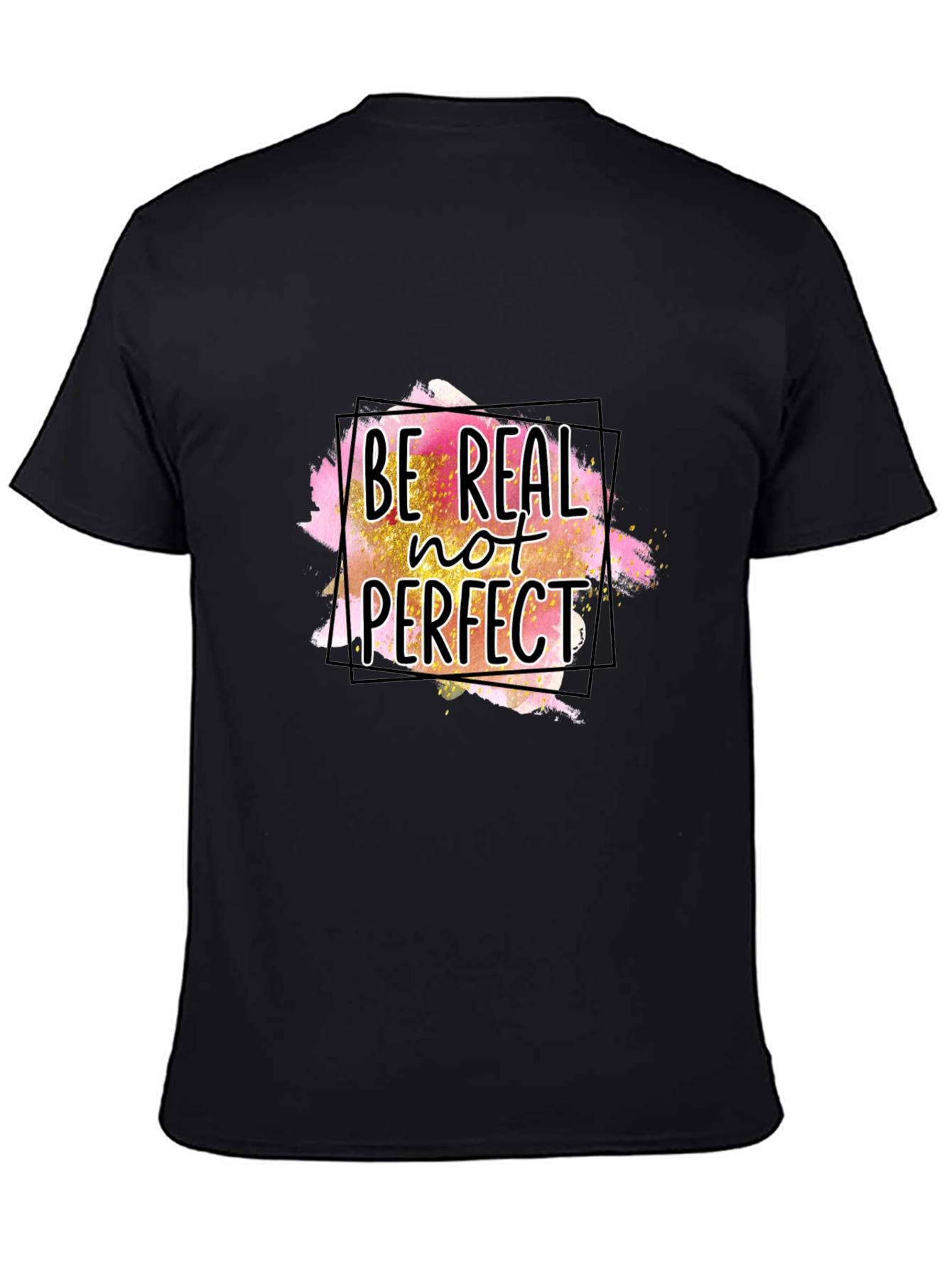 Black Be Real Not Perfect Graphic Tee - Black view 4