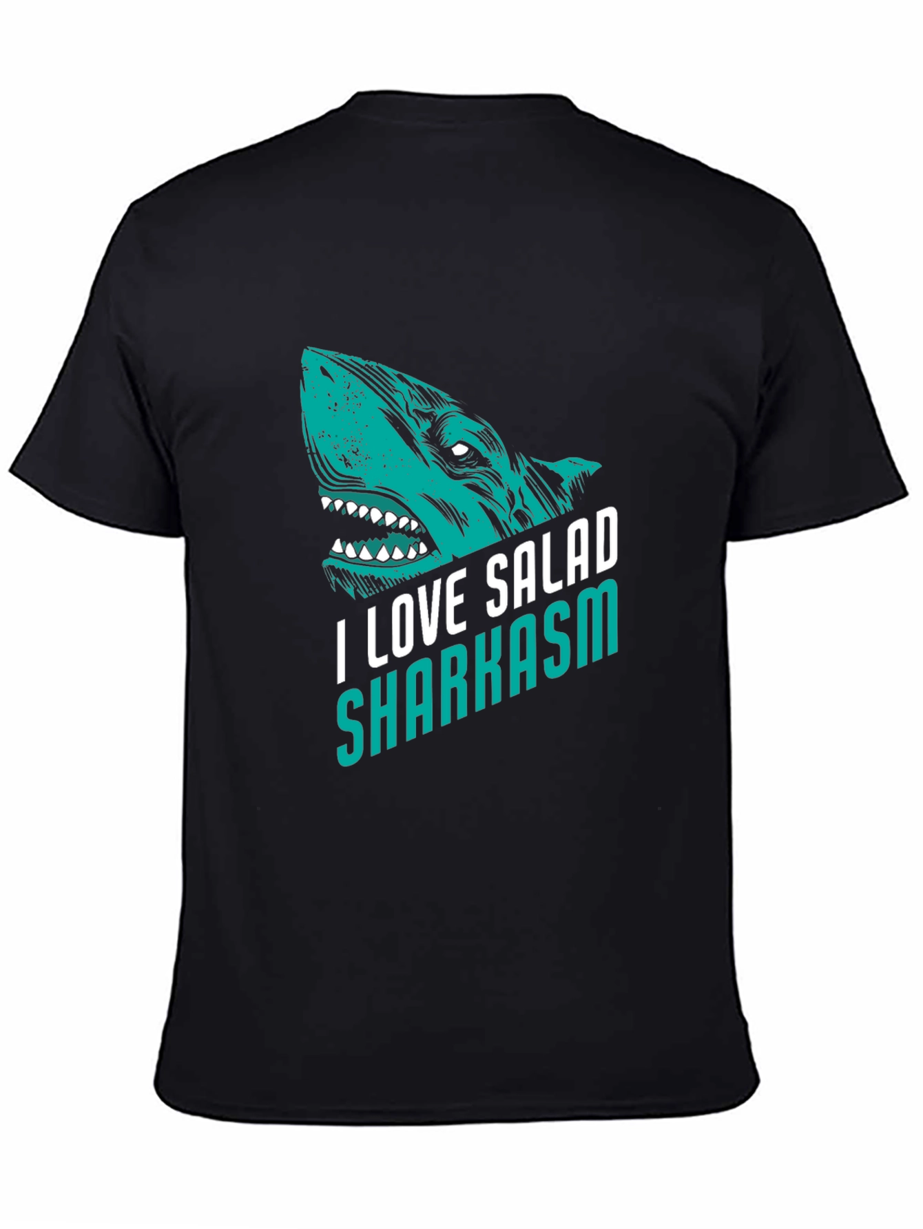 Black I Love Salad Sharkasm Black Graphic Tee view 4