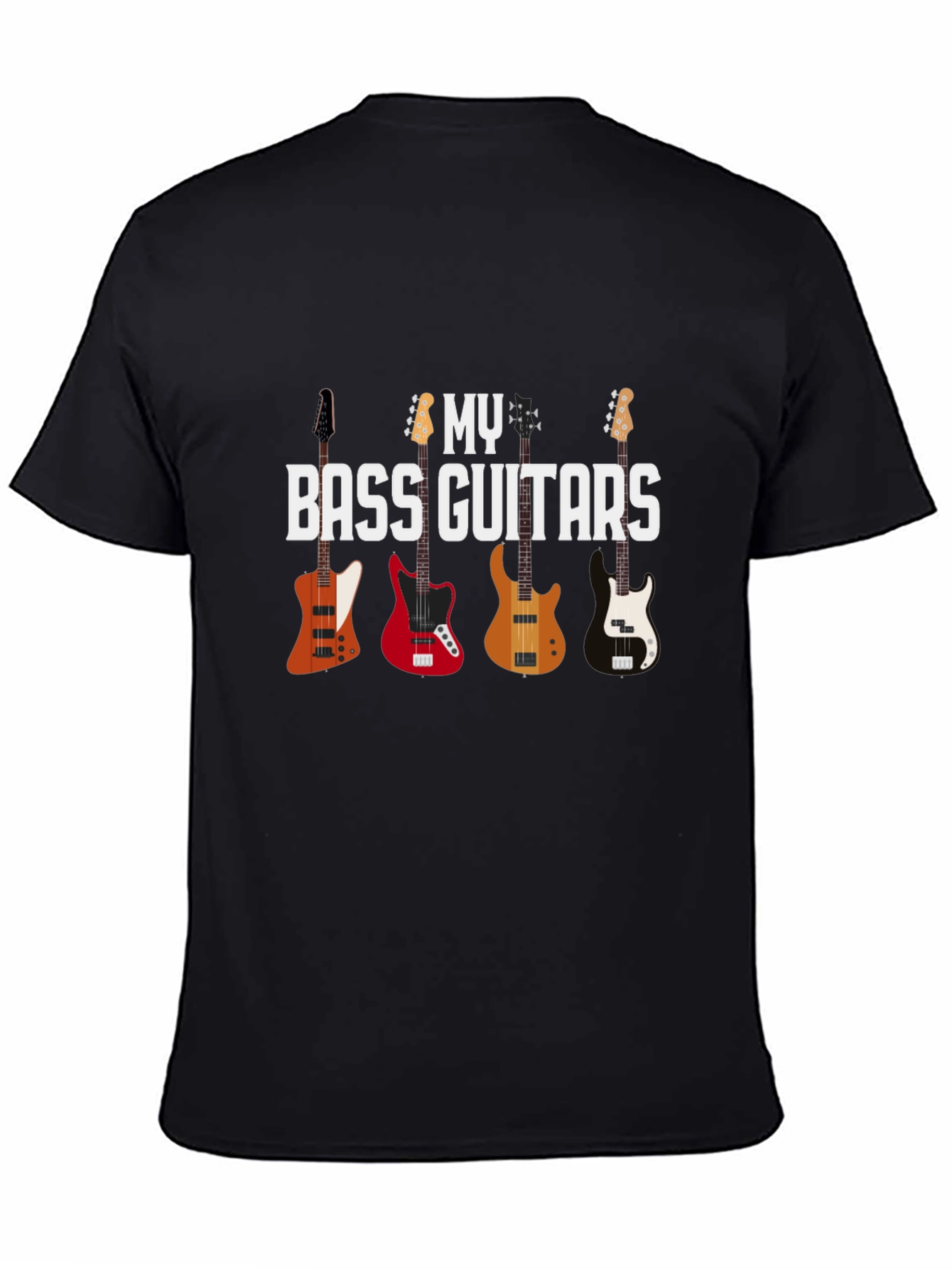 Black Bass Guitars T-Shirt - Musician's Gift view 4