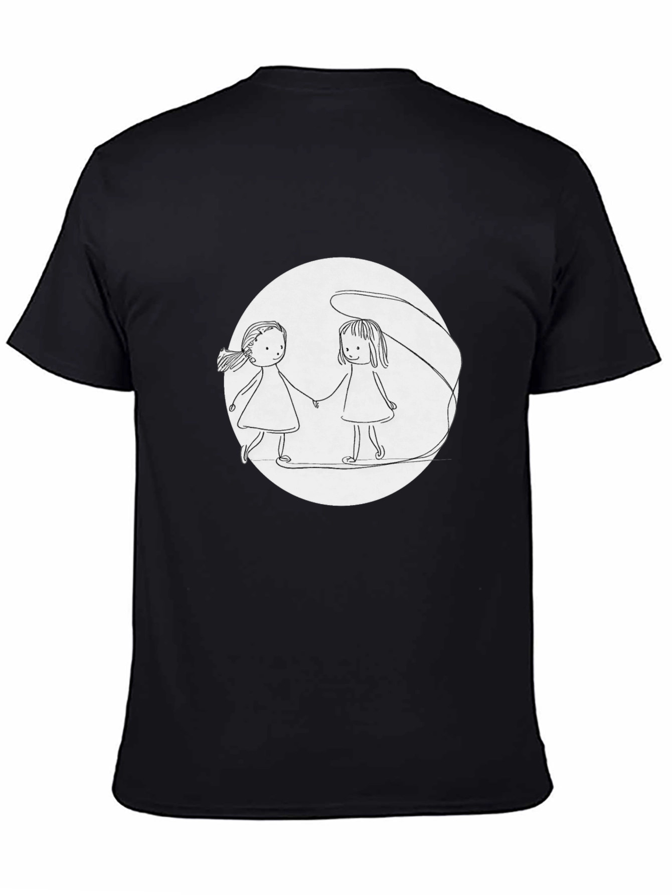 Black Girls Holding Hands T-Shirt - Black view 4