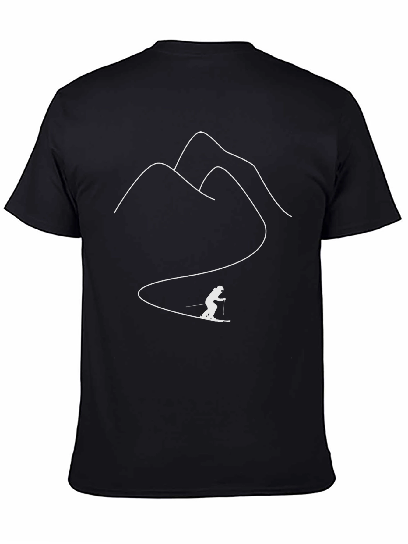 Black Skiing T-Shirt - Mountain Design view 4