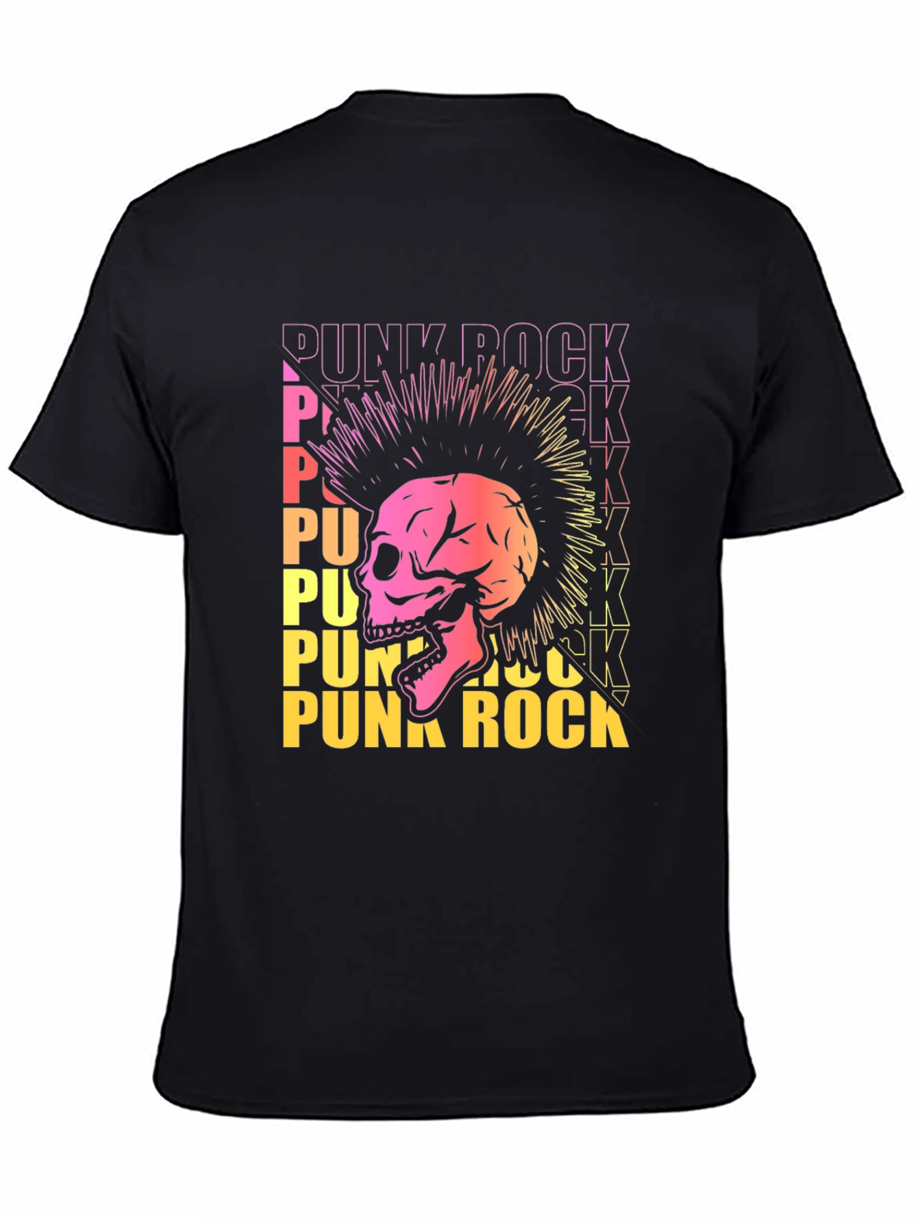 Black Punk Rock Skull Graphic Tee - Edgy Design view 4