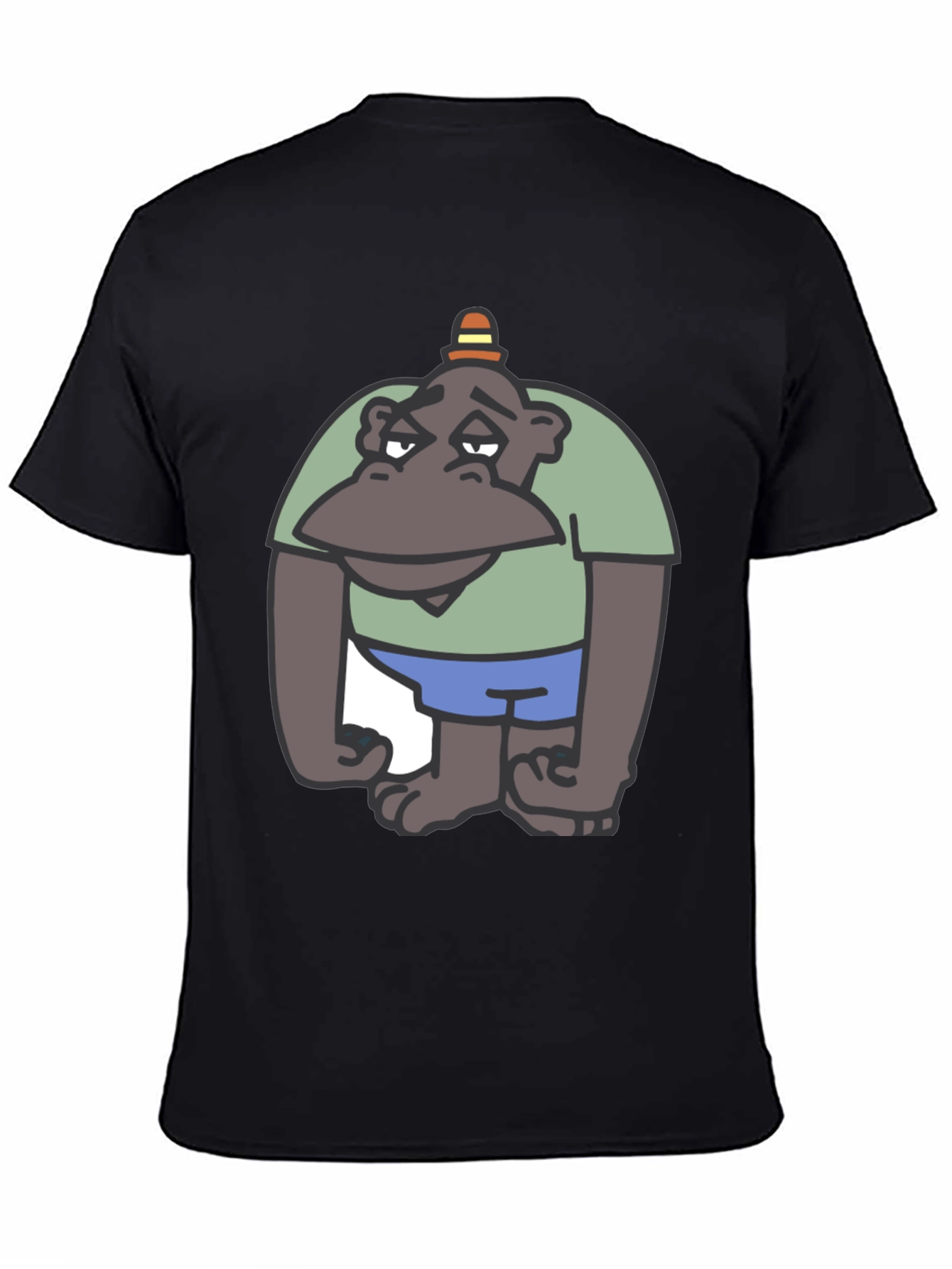 Black Cartoon Ape Graphic Tee - Comfy Cotton T-Shirt view 4
