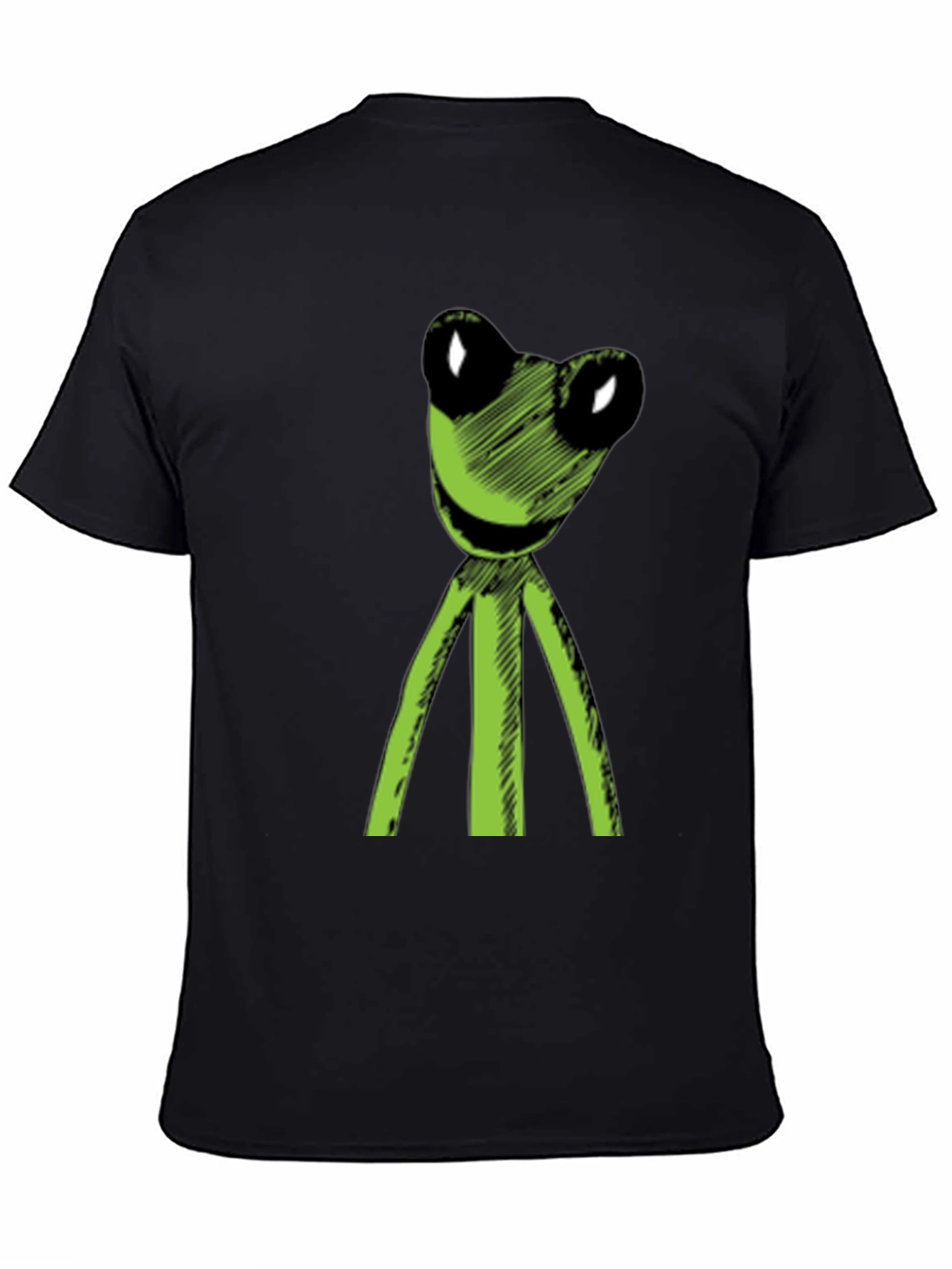 Black Kermit Style Frog Graphic Tee - Soft Black Cotton T-Shirt view 4
