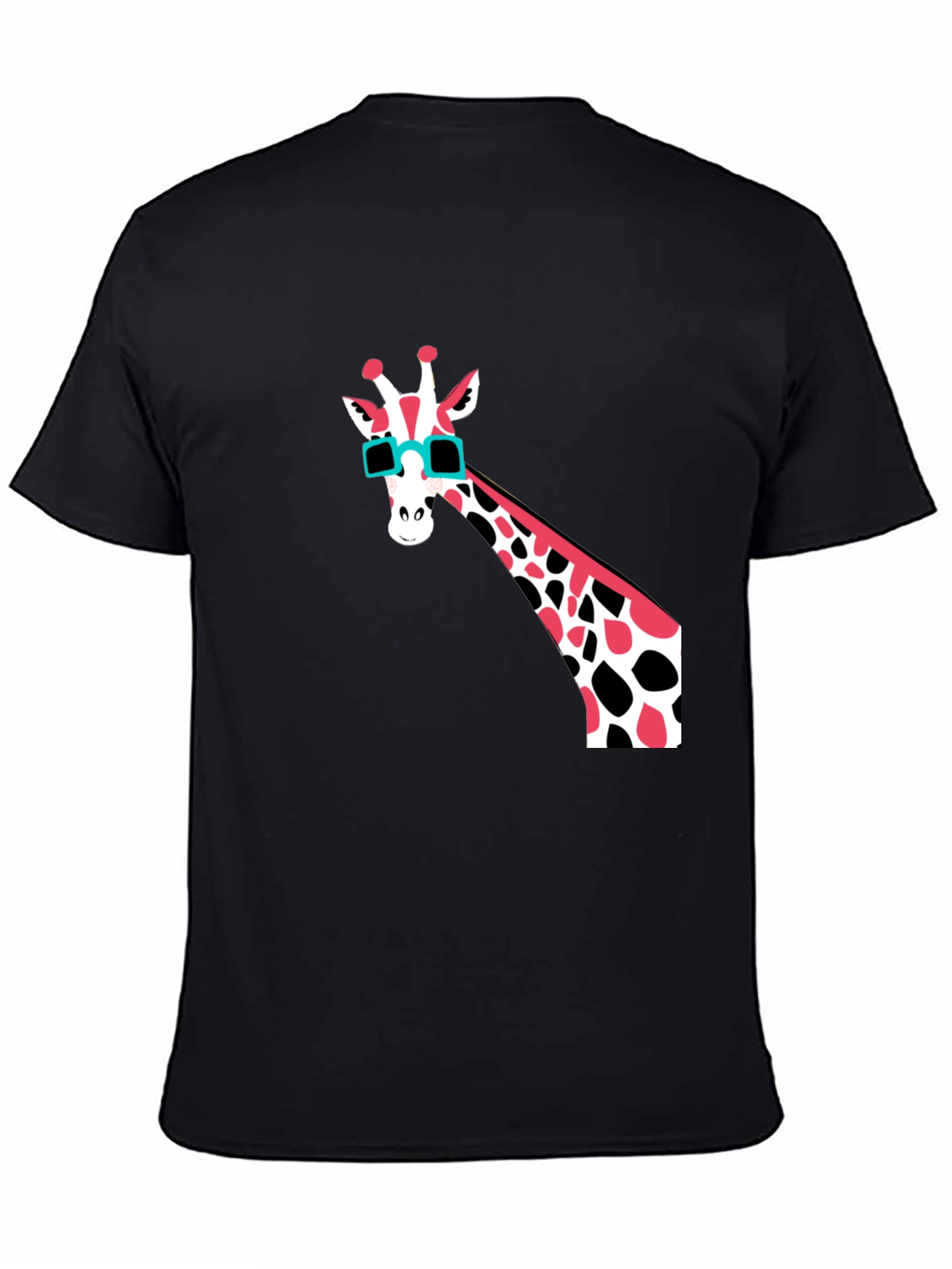 Black Cool Giraffe Graphic T-Shirt - Men's Black Tee view 4