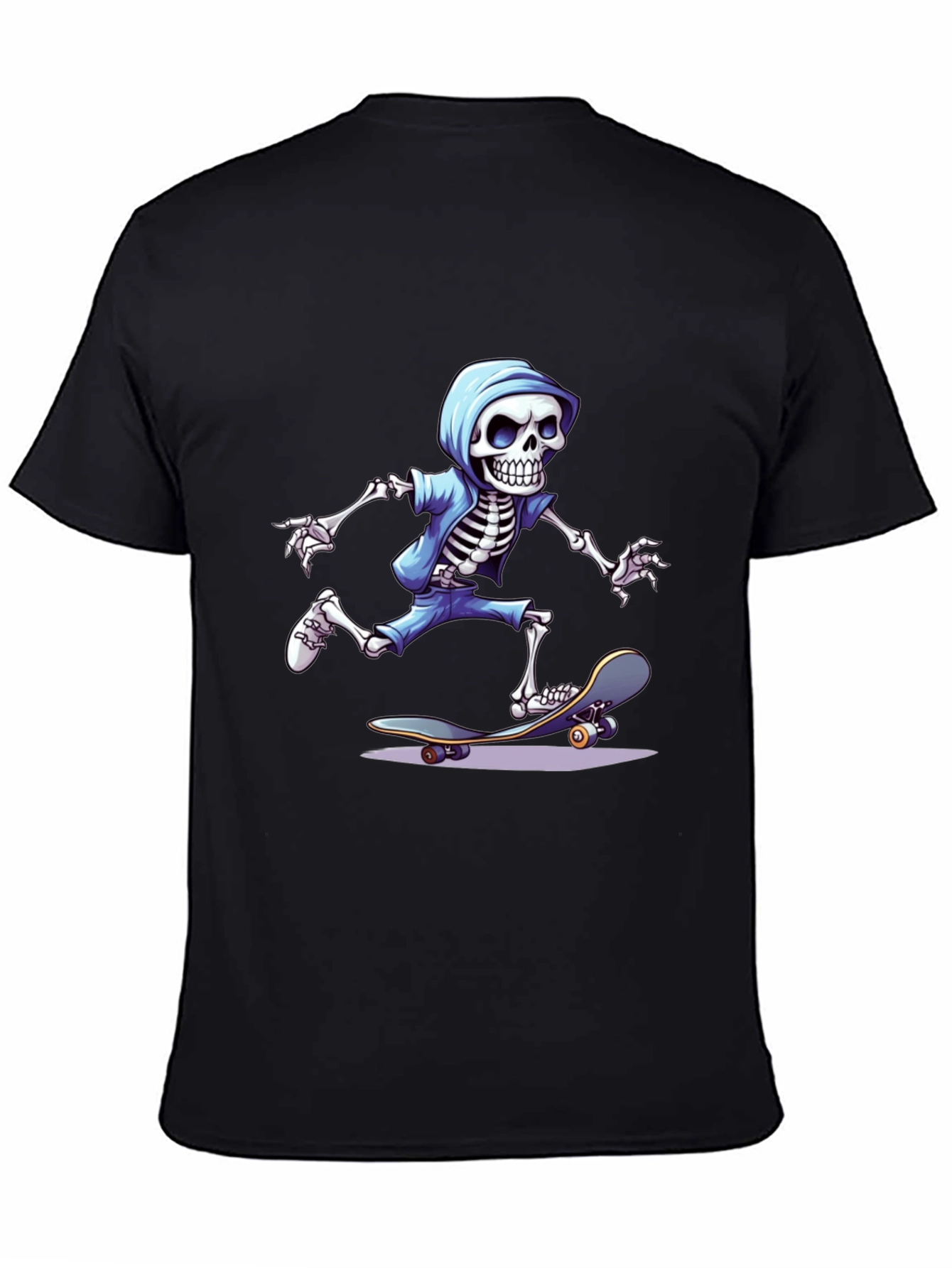 Black Skateboarding Skeleton Graphic Tee view 4