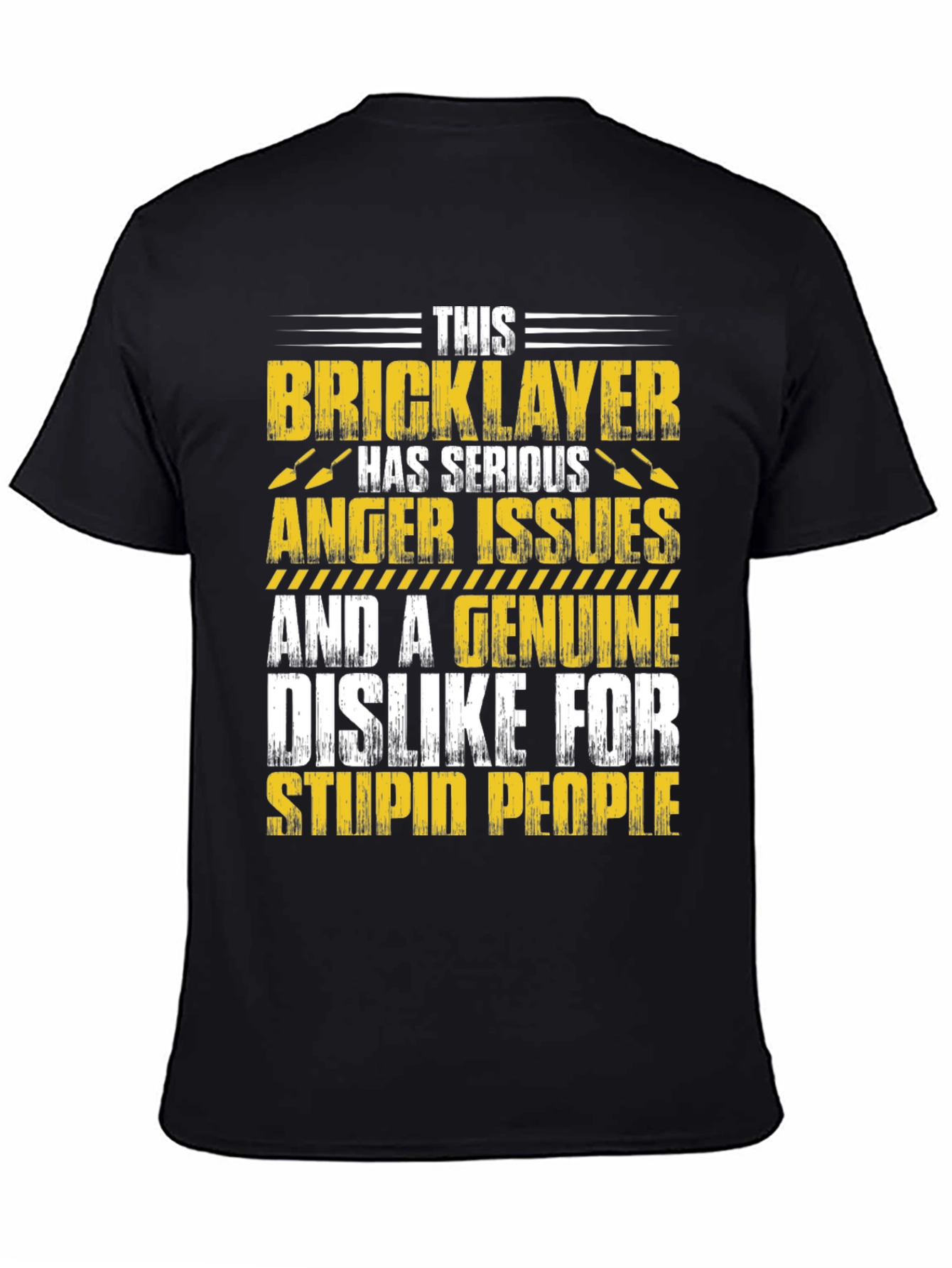 Black Bricklayer Graphic T-Shirt: Serious Anger Issues, Funny Tee view 4