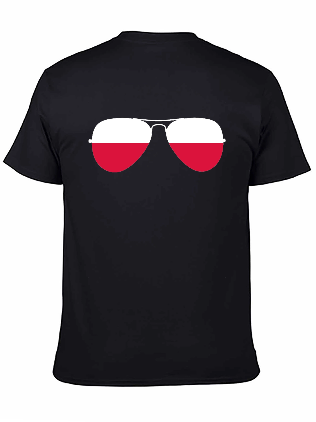 Black Cool Aviator Sunglasses Poland Flag T-Shirt view 4