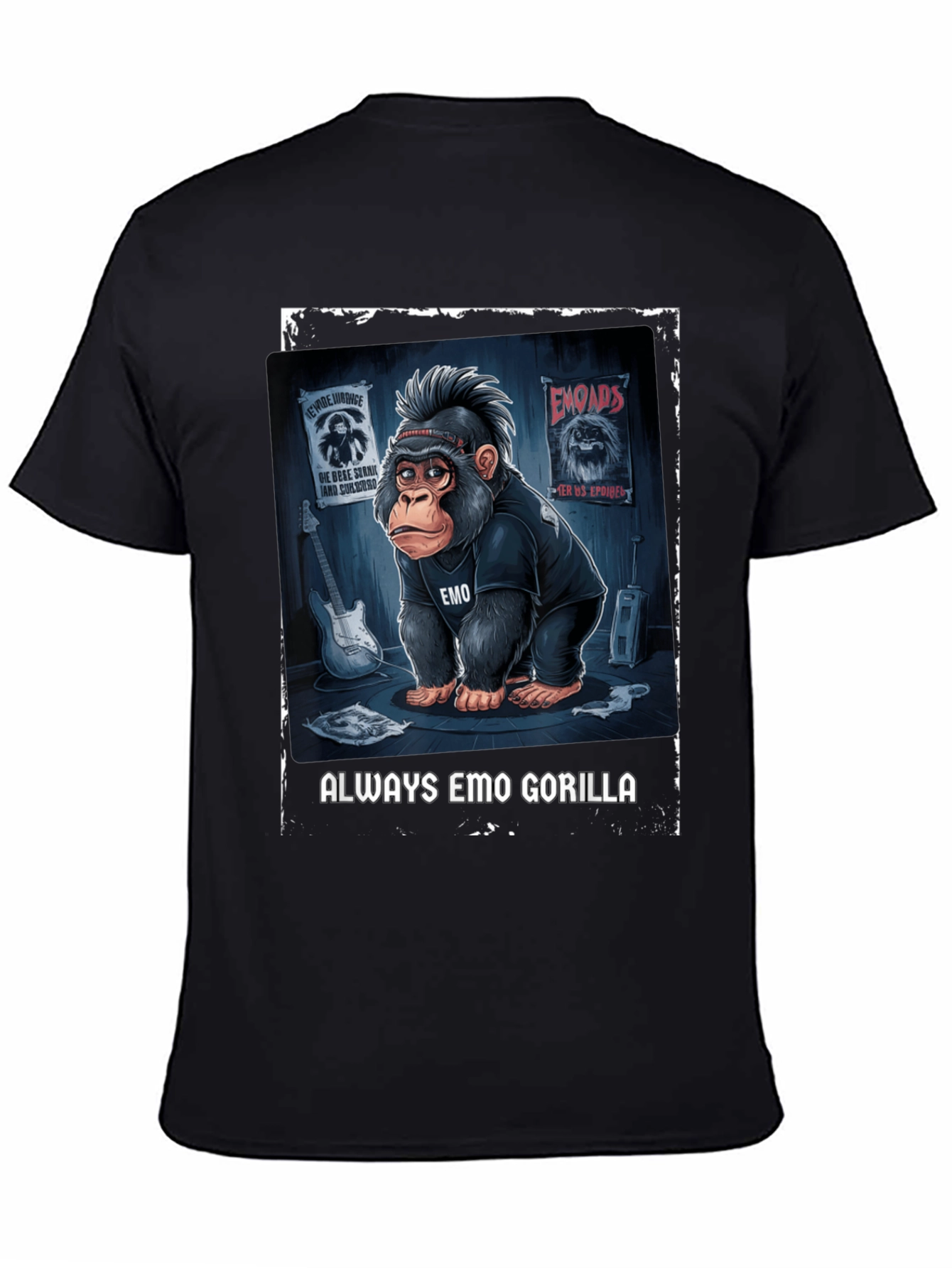 Black Emo Gorilla Graphic Tee - Rocker Style view 4