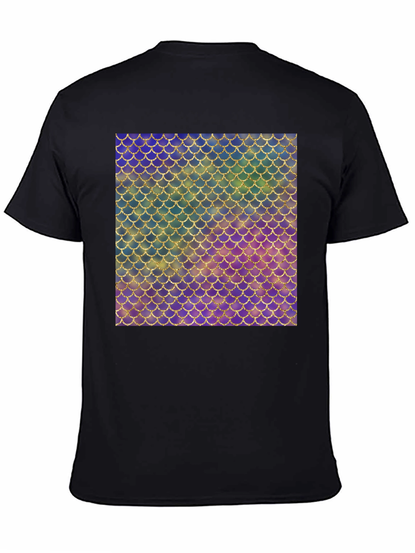 Black Iridescent Scale Pattern Black T-Shirt view 4