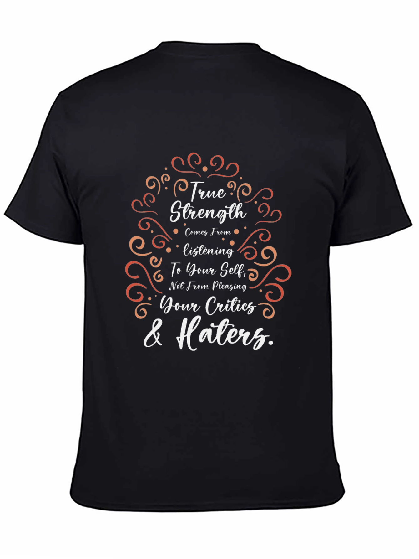 Black True Strength Graphic Tee - Motivational Black T-Shirt view 4
