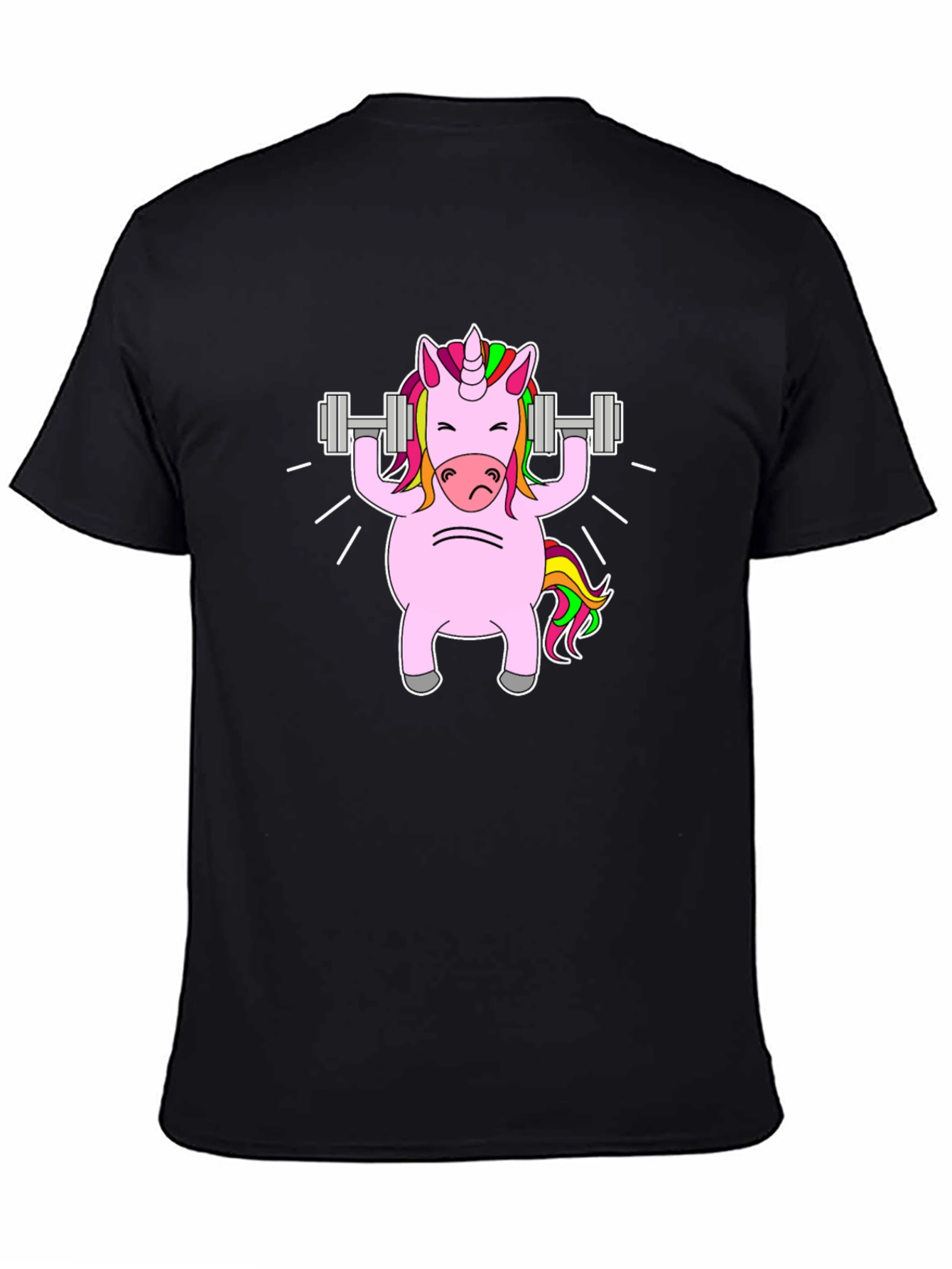 Black Unicorn Lifting Weights Graphic Tee - Black view 4