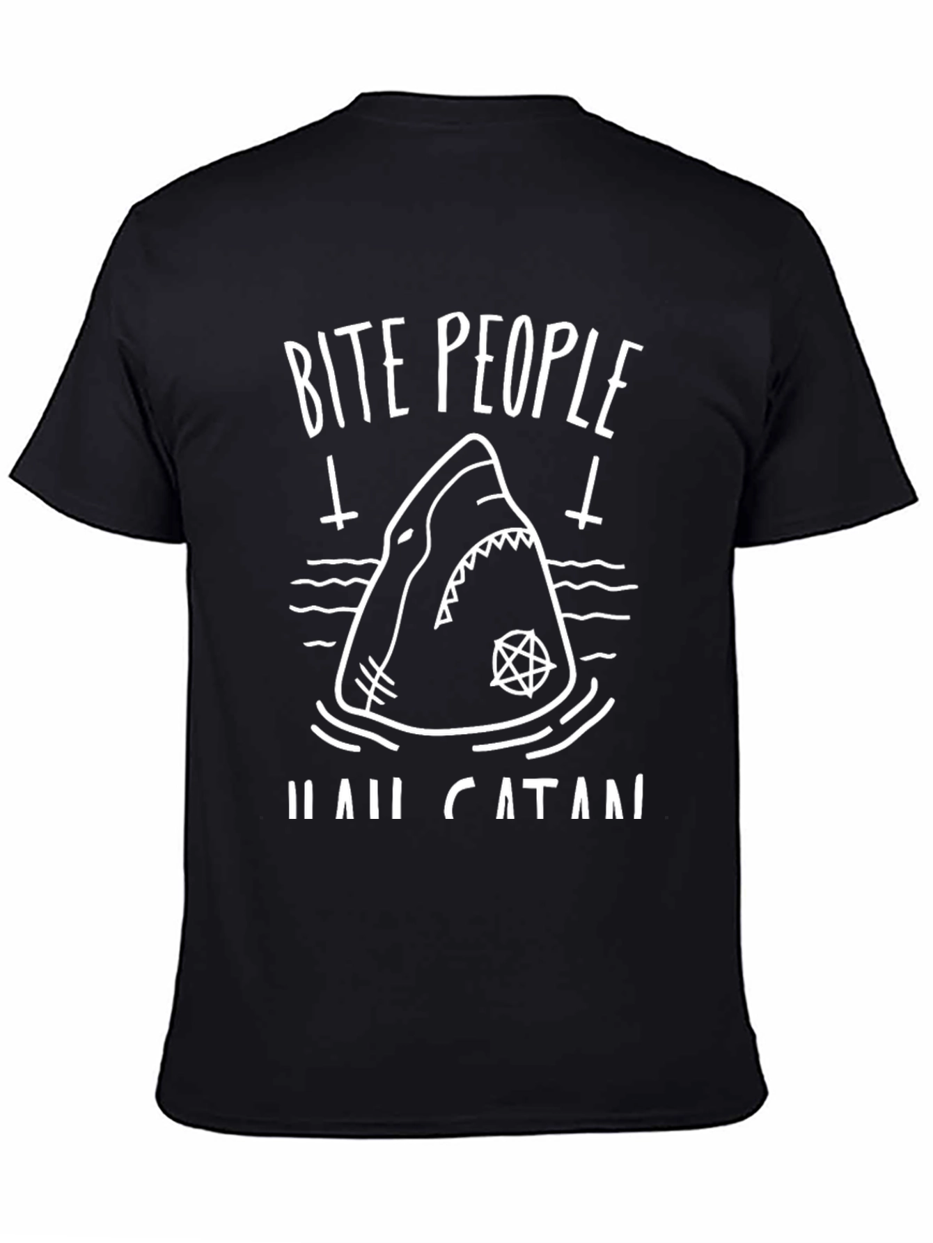 Black Bite People Hail Catan Shark Graphic Tee view 4