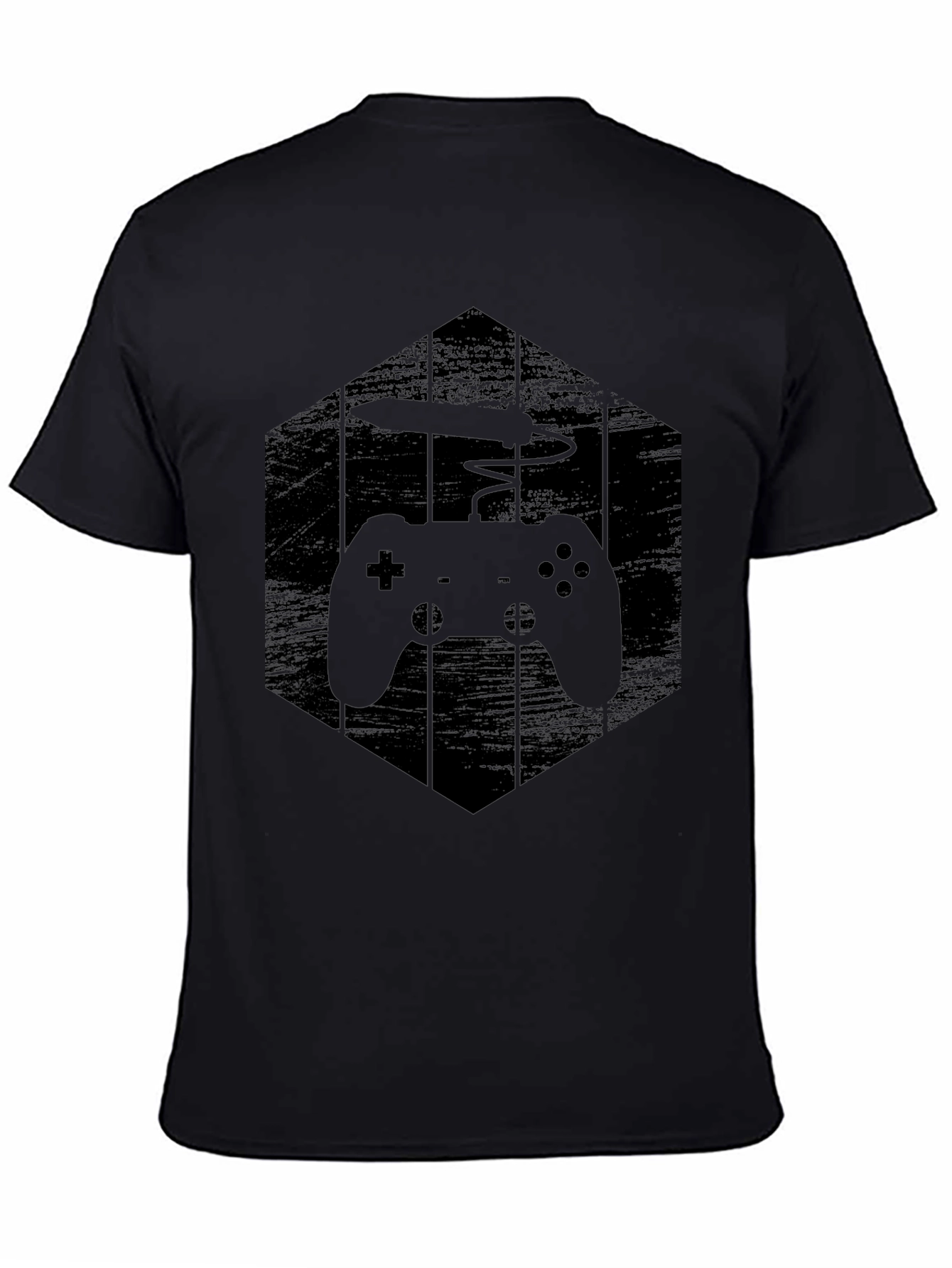 Black Gamer Hex T-Shirt - Black Gaming Controller Tee view 4