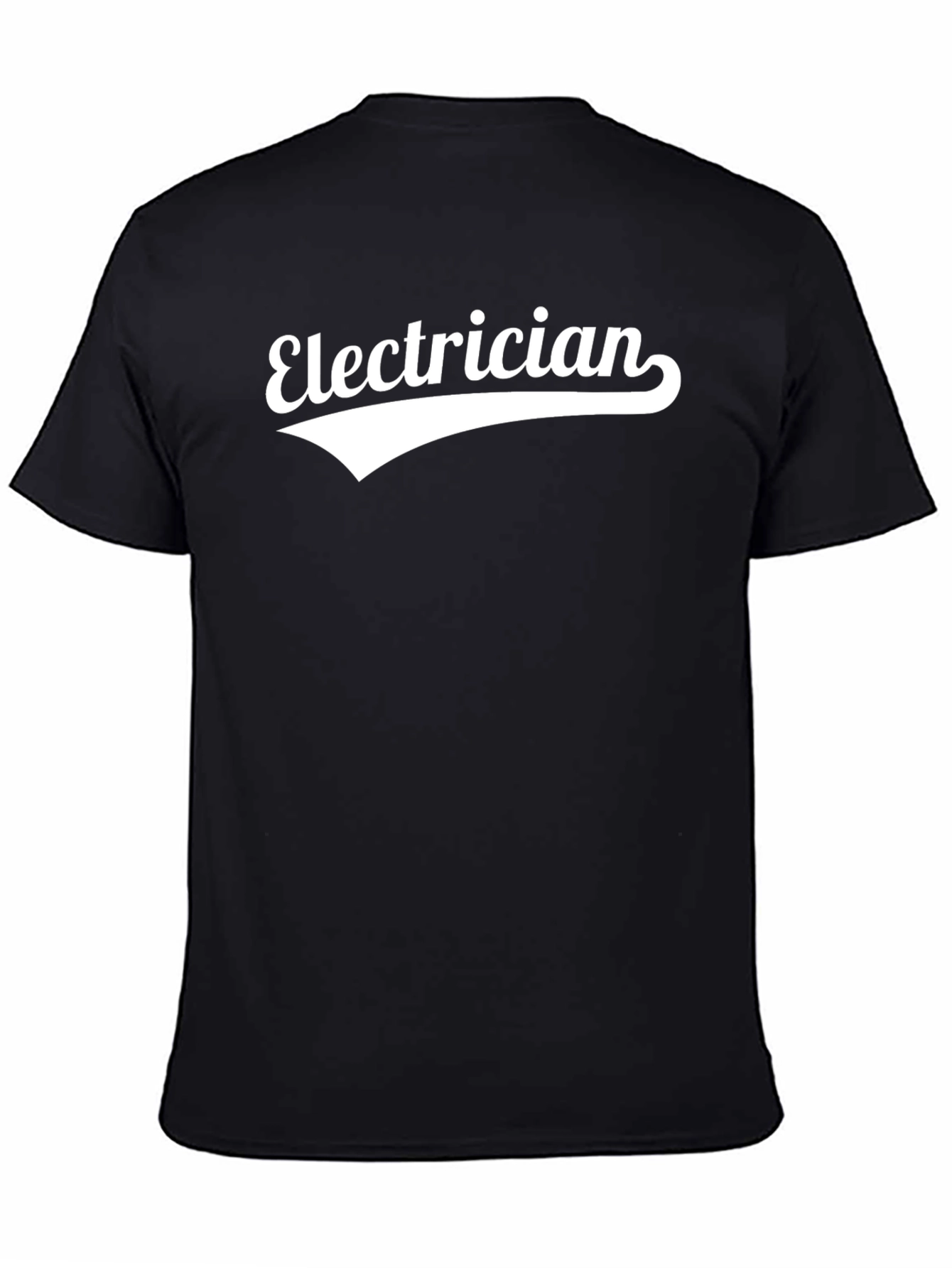 Black Electrician Graphic T-Shirt - Black Crew Neck Tee view 4