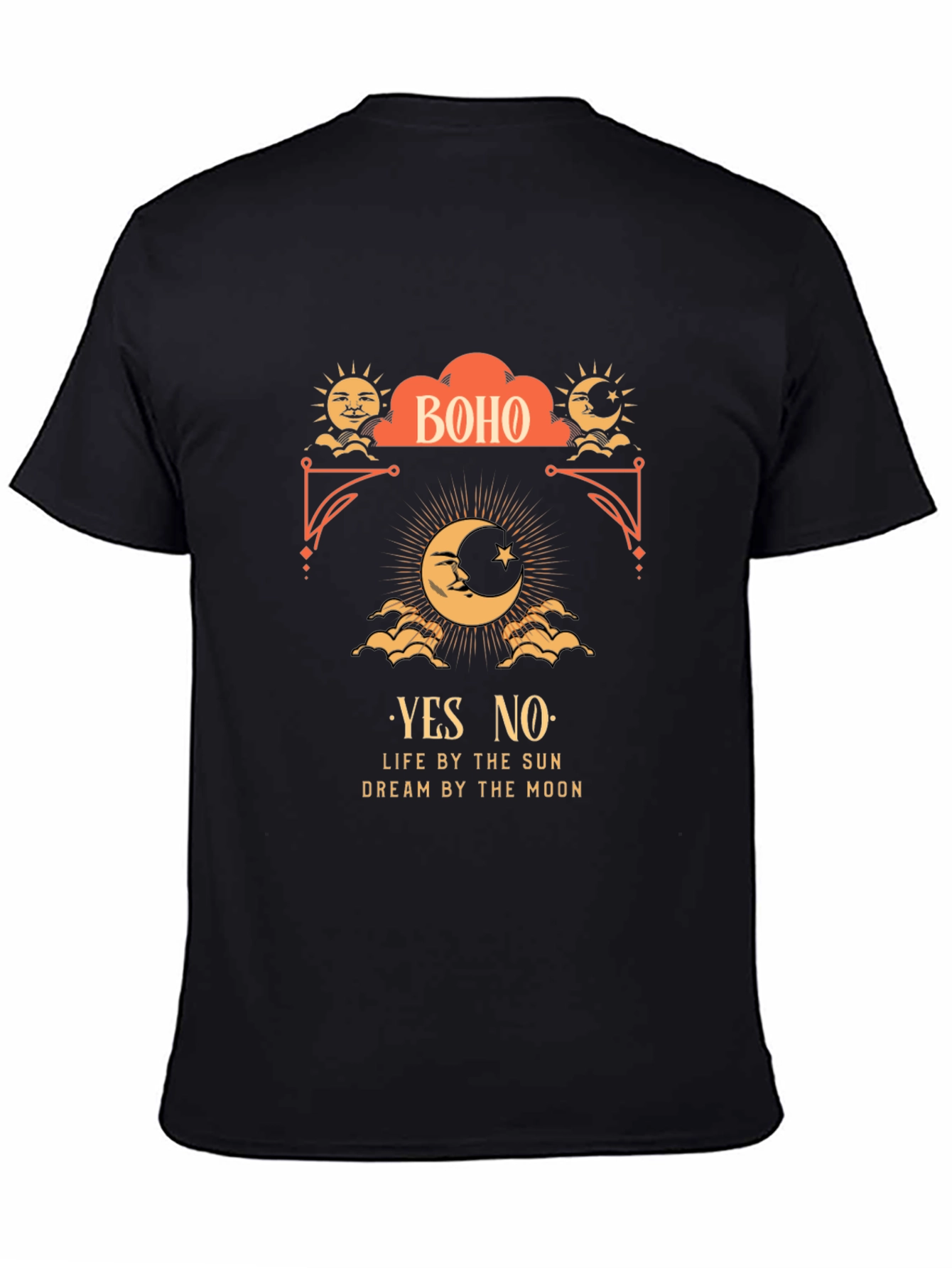 Black Boho Sun & Moon Graphic T-Shirt view 4