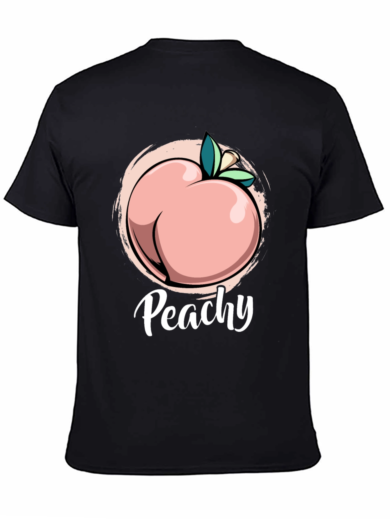 Black Peachy T-Shirt - Funny Fruit Pun Tee view 4