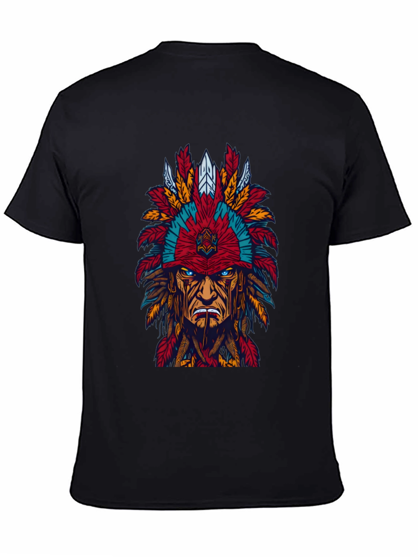 Black Native American Headdress Graphic Tee - Bold Design view 4