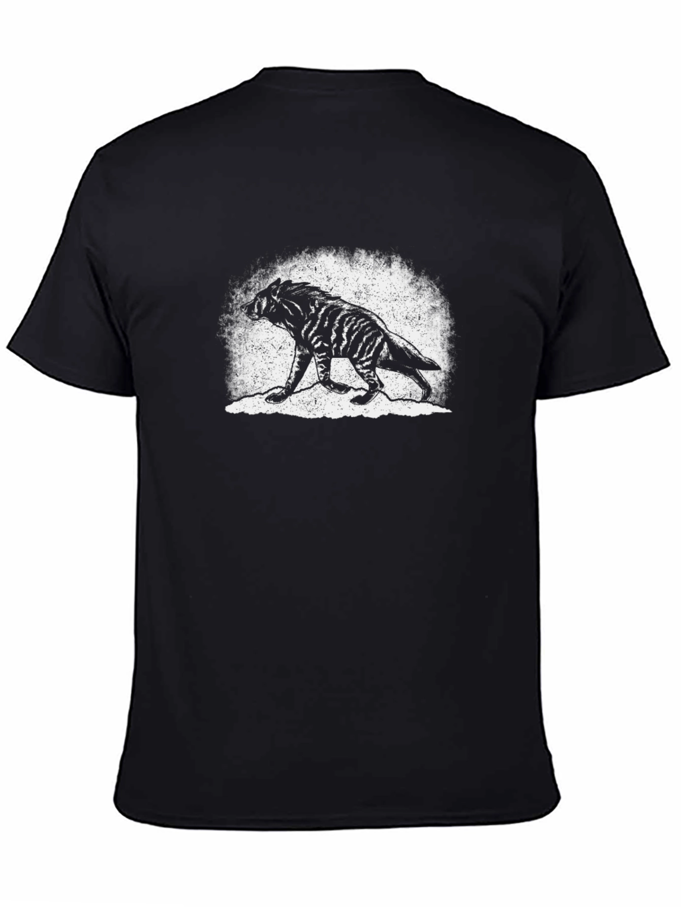 Black Striped Thylacine Graphic Tee - Vintage Tasmanian Tiger Shirt view 4