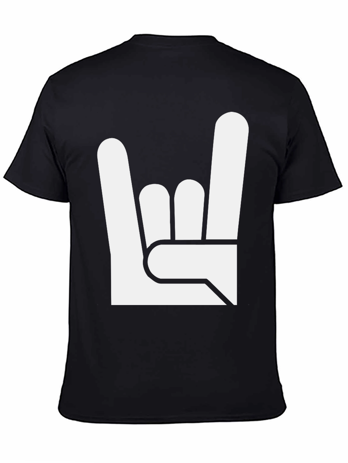 Black Rock On Hand Gesture Black T-Shirt view 4