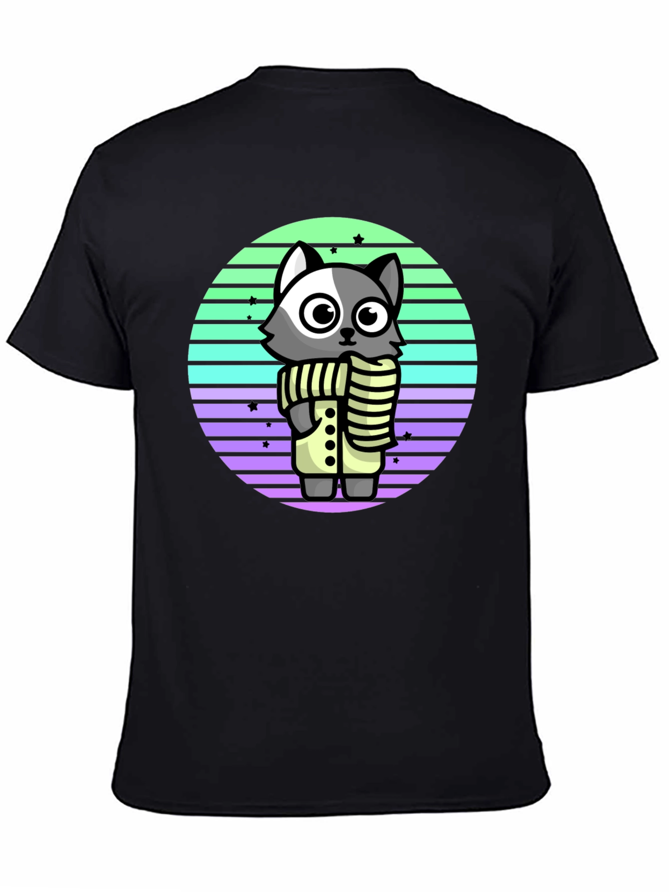 Black Cute Raccoon T-Shirt - Retro Style view 4
